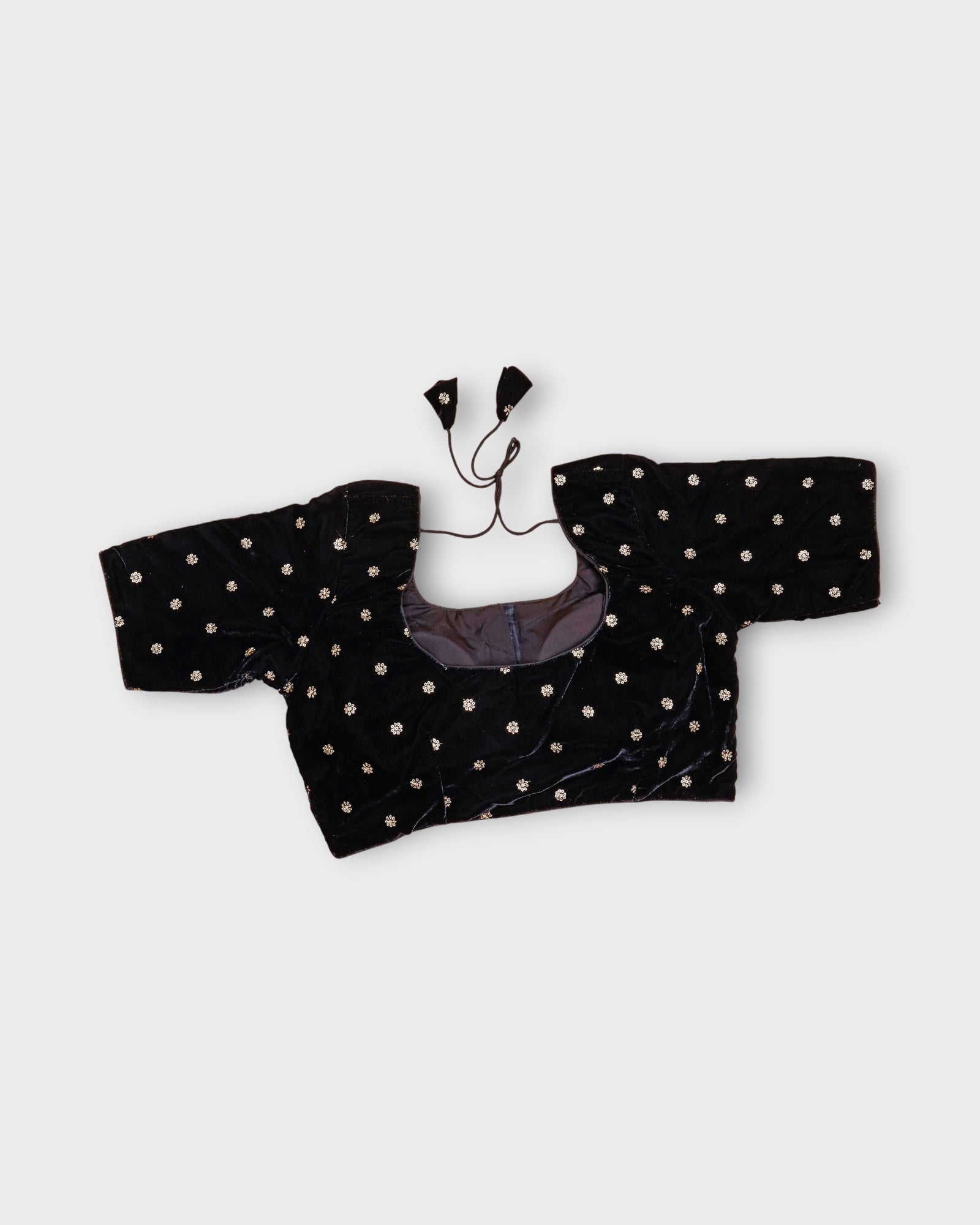 Velvet Deep Back Half Sleeve Blouse