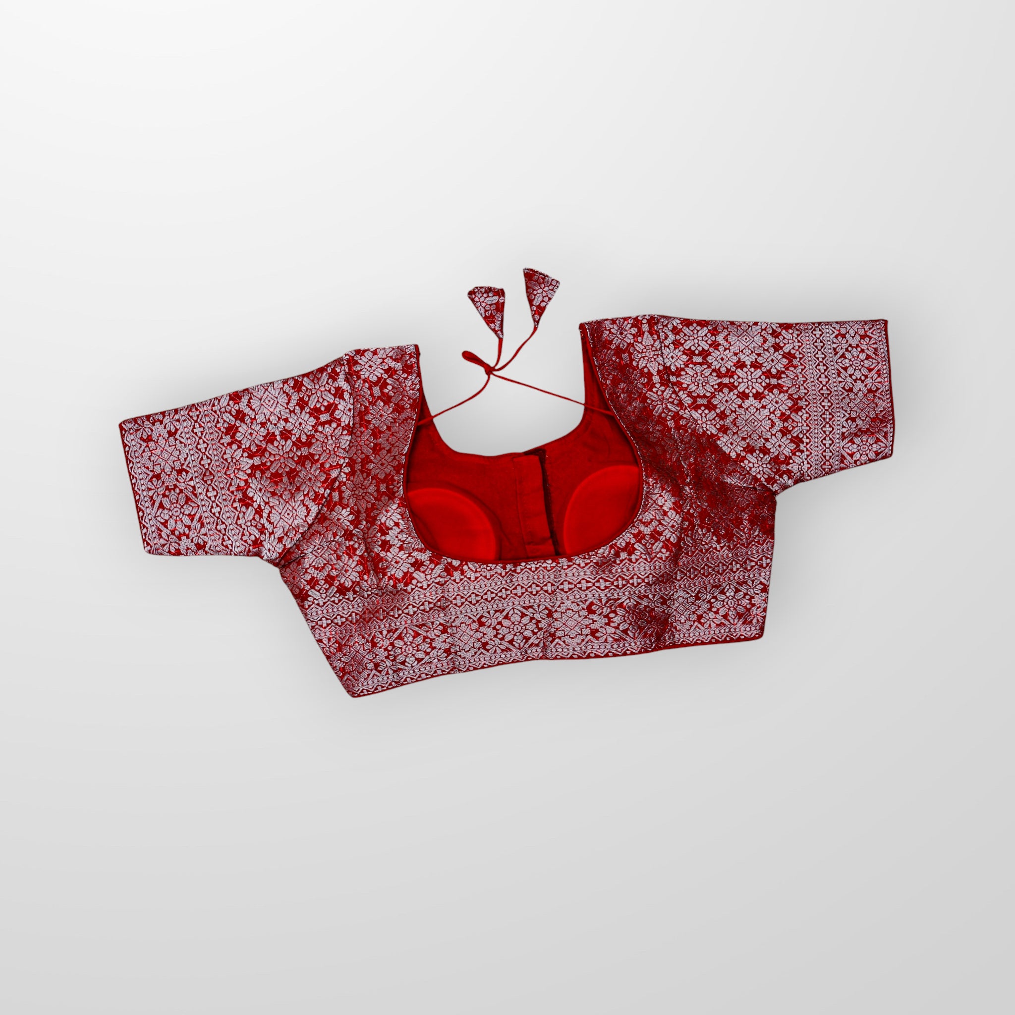 Silver Brocade Silk Jacquard Readymade Blouse