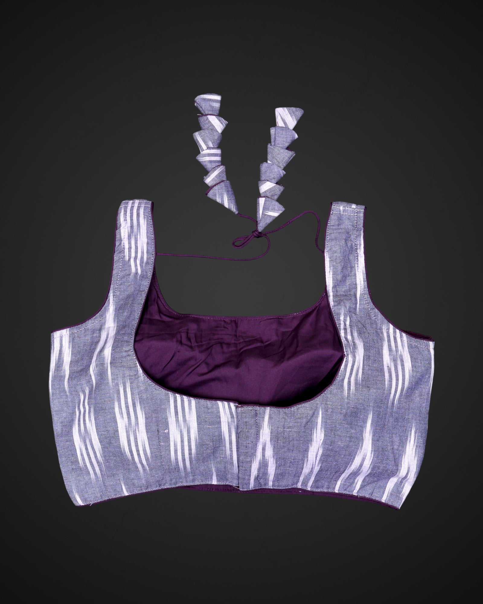 Cotton U Neck Blouse with Back Closure