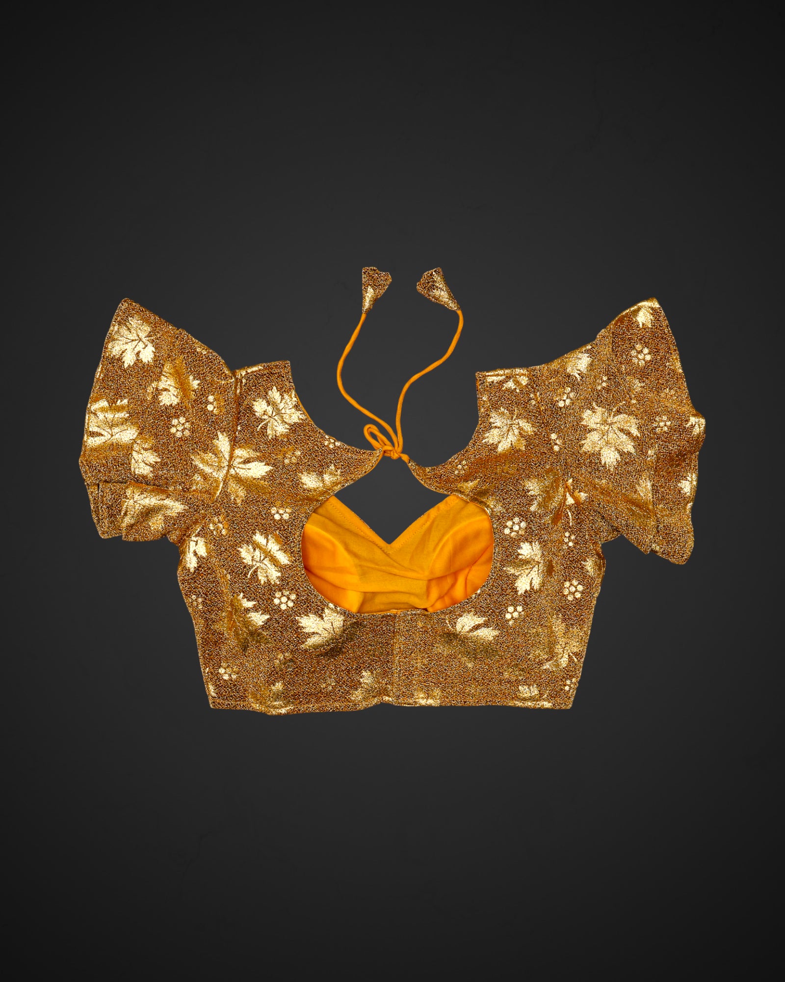 Jacquard Ruffle V Neck Readymade Blouse