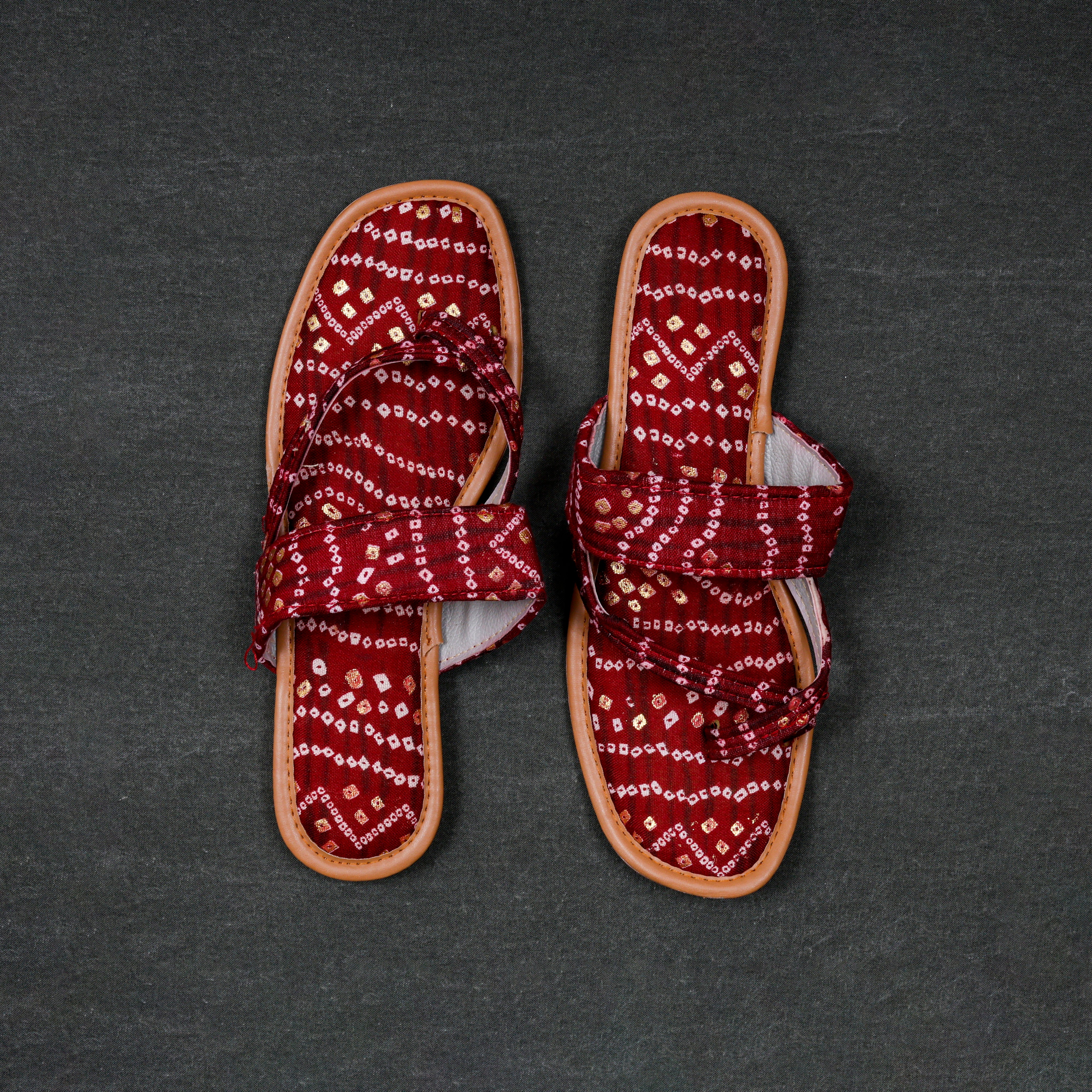 Maroon Handcrafted Cozy Open Toe Flats