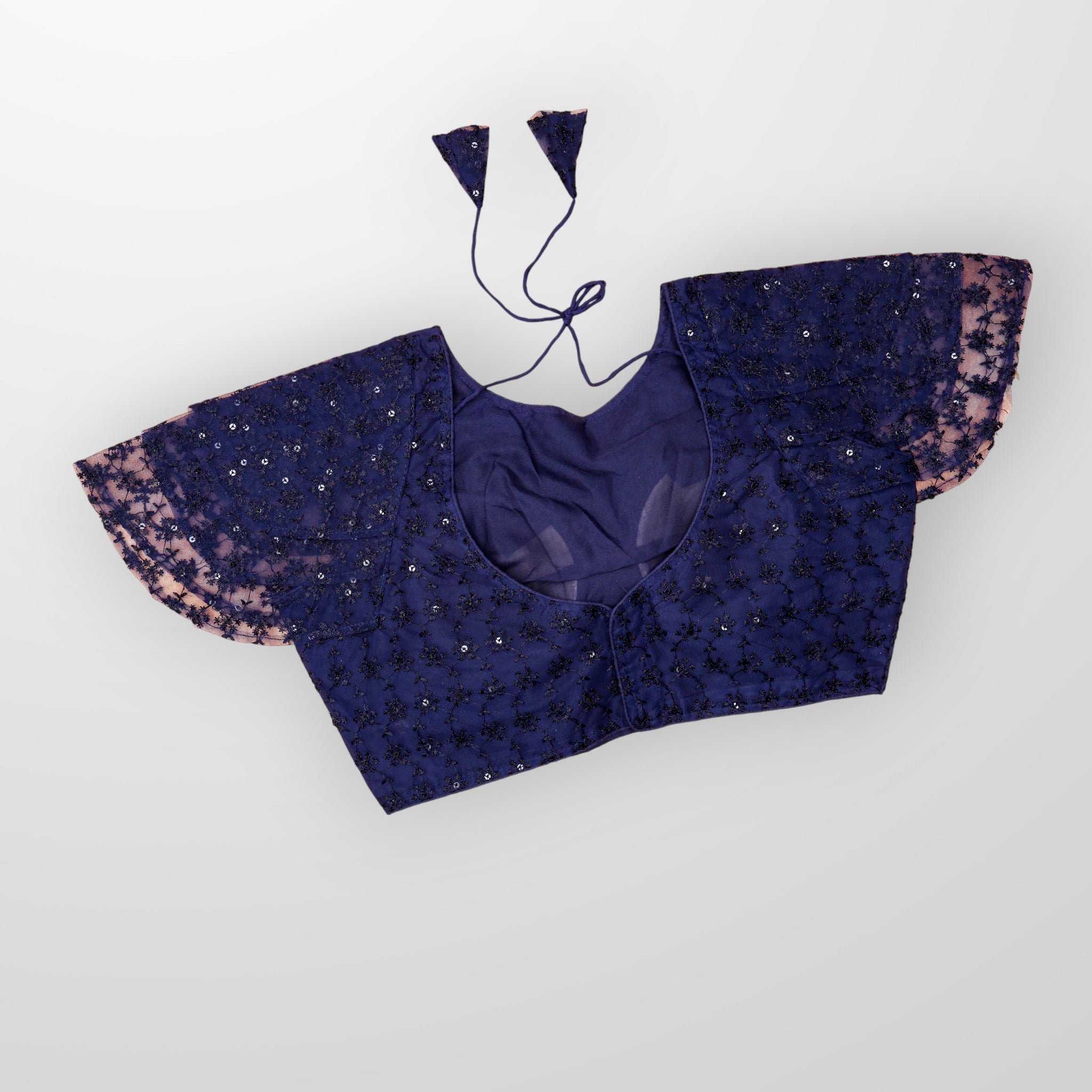 Embroidered Ruffle Sleeve Cotton Readymade Blouse