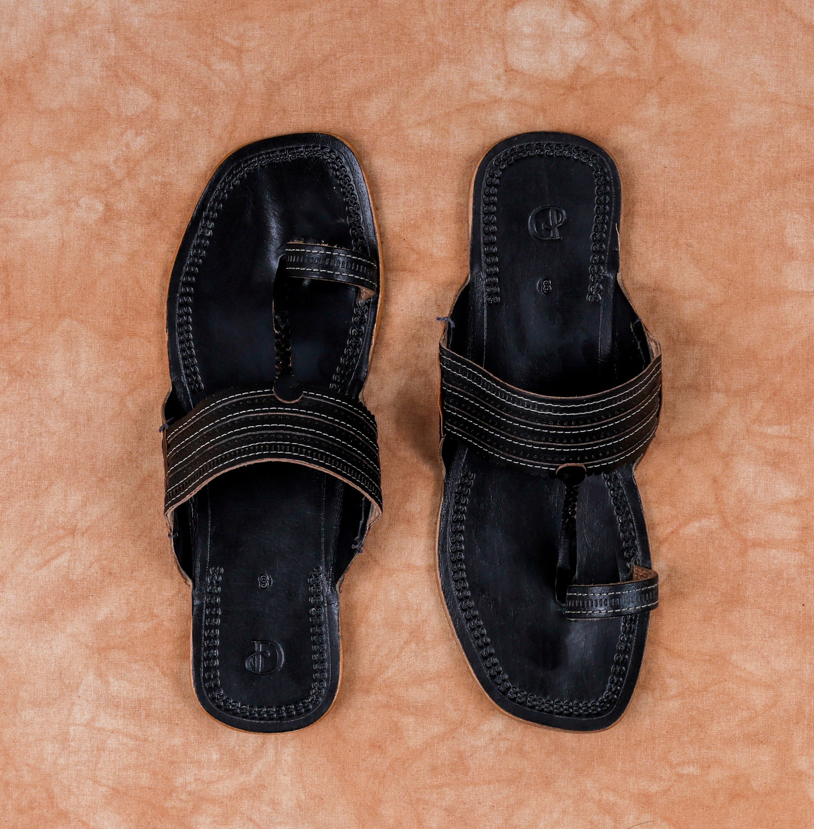 Black Patent Leather Kolhapuri Sandals