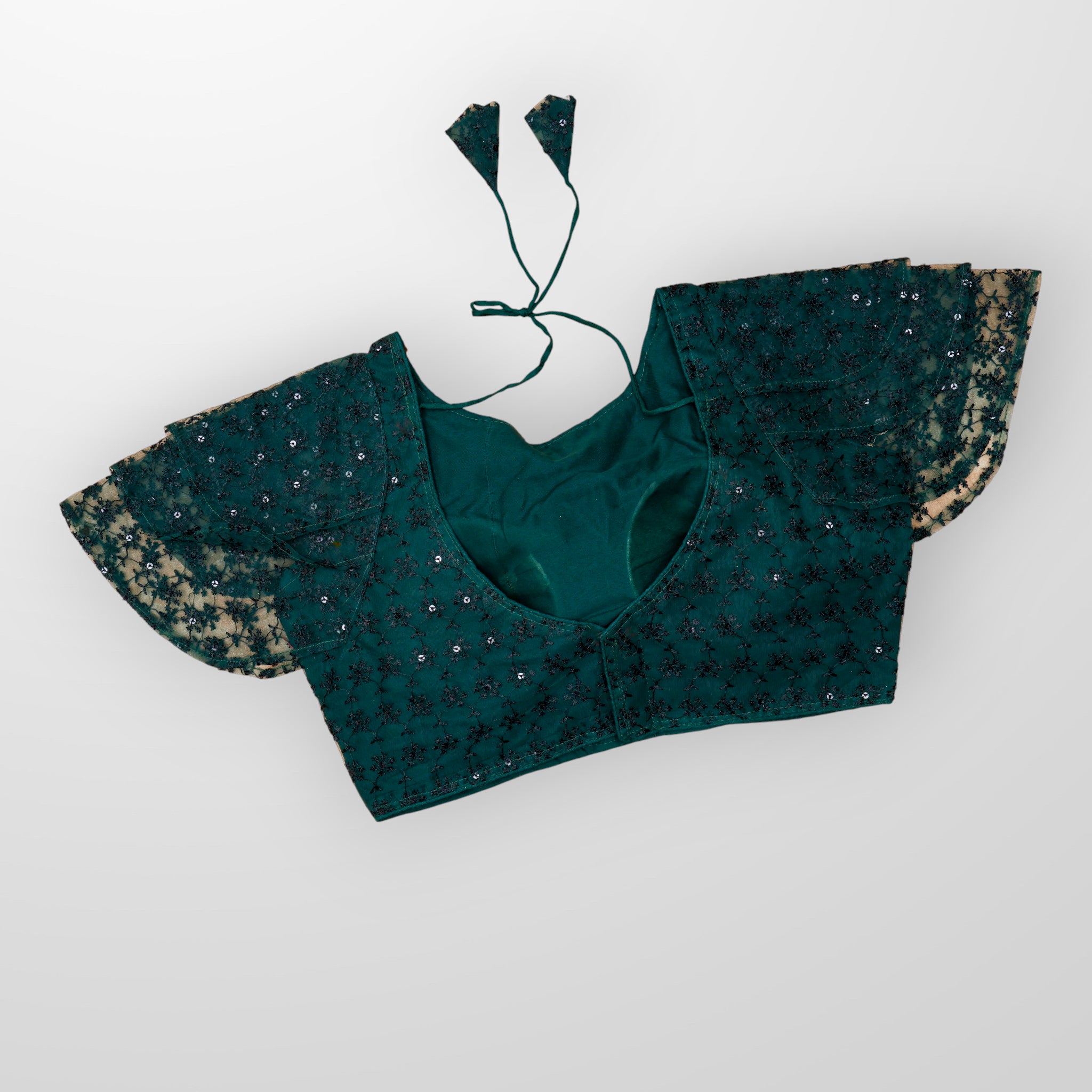 Embroidered Ruffle Sleeve Cotton Readymade Blouse