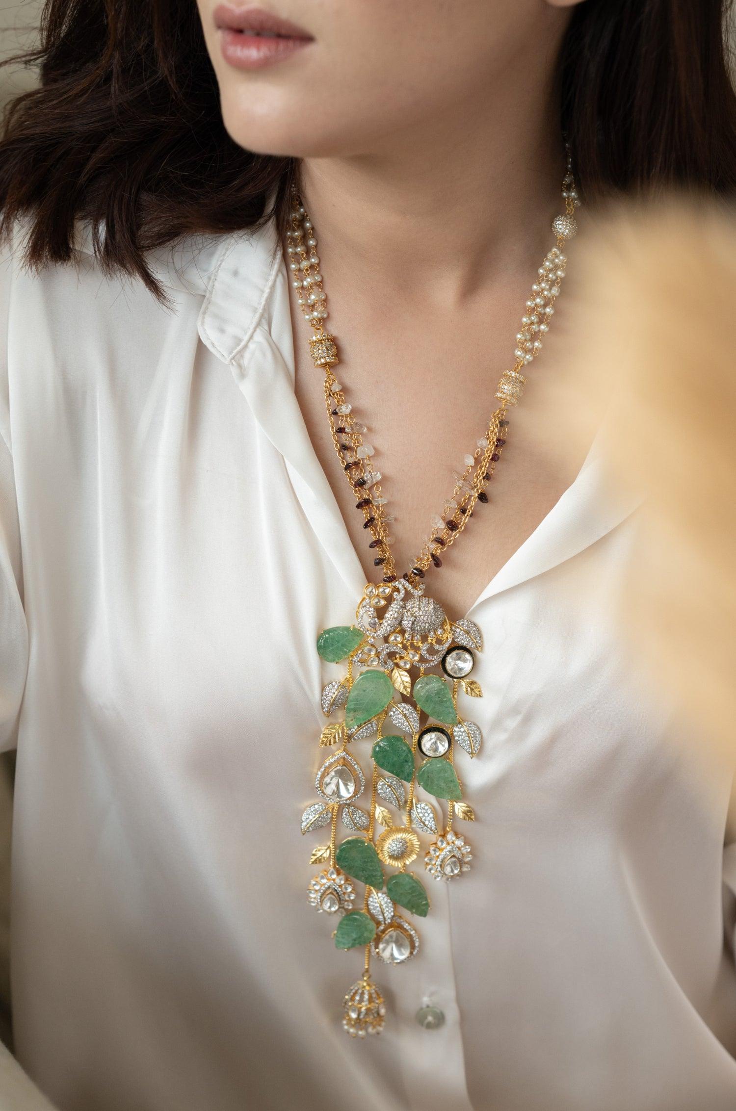 Mint and Pearl Harmony Necklace Set - Dyulokha