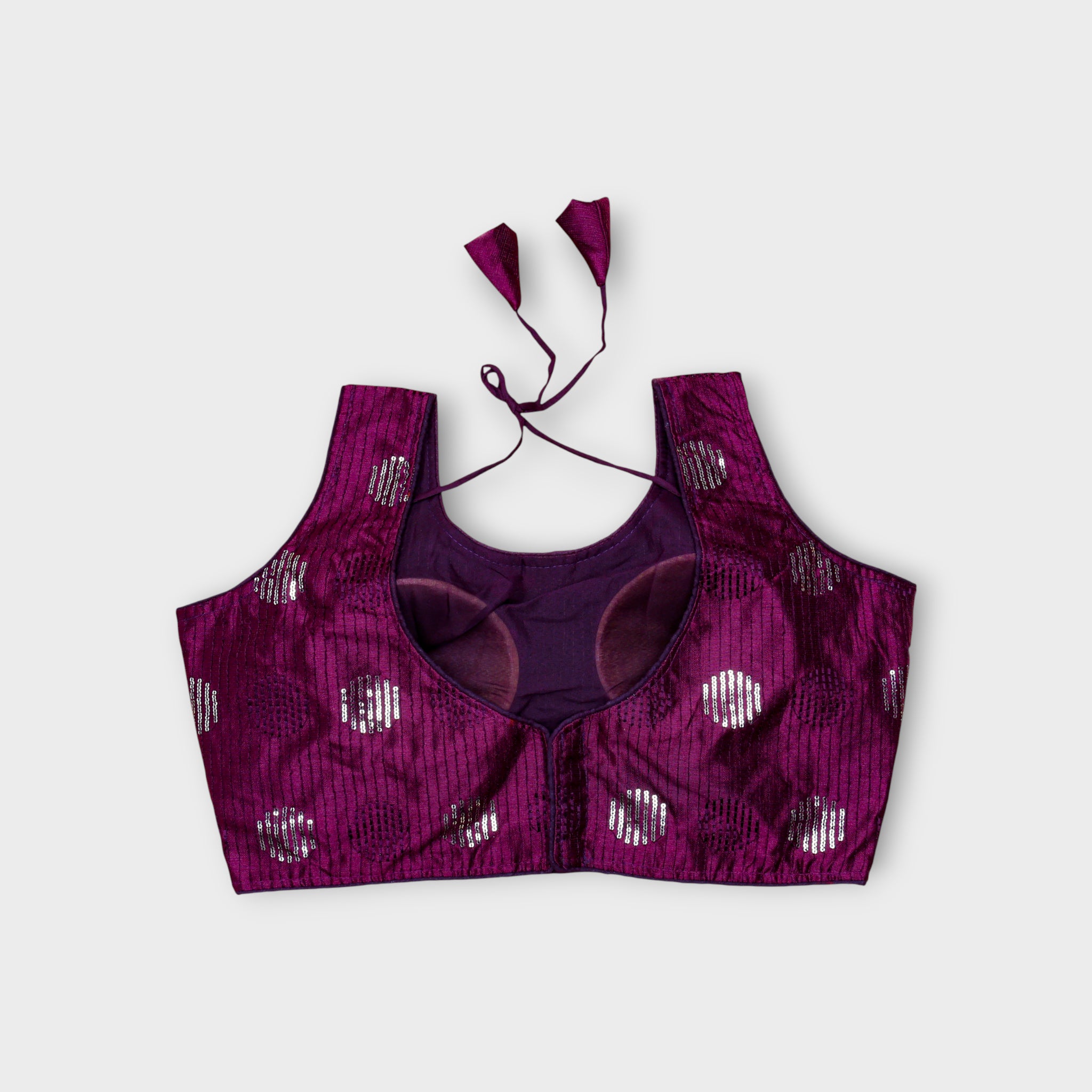 Silk U Neck Embroidered Readymade Blouse