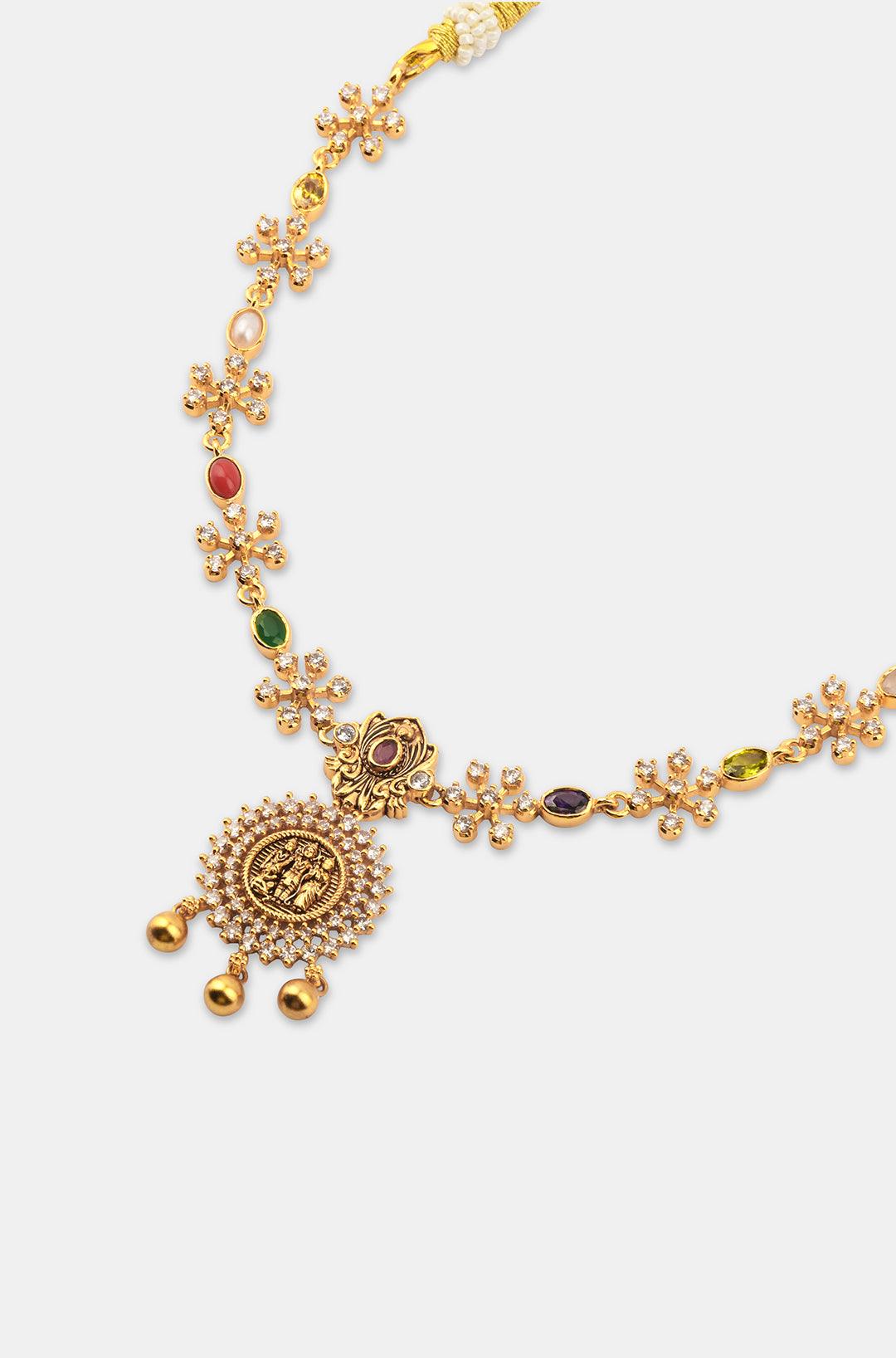 Navratan Splendor Vibrant Gemstone Necklace - Dyulokha