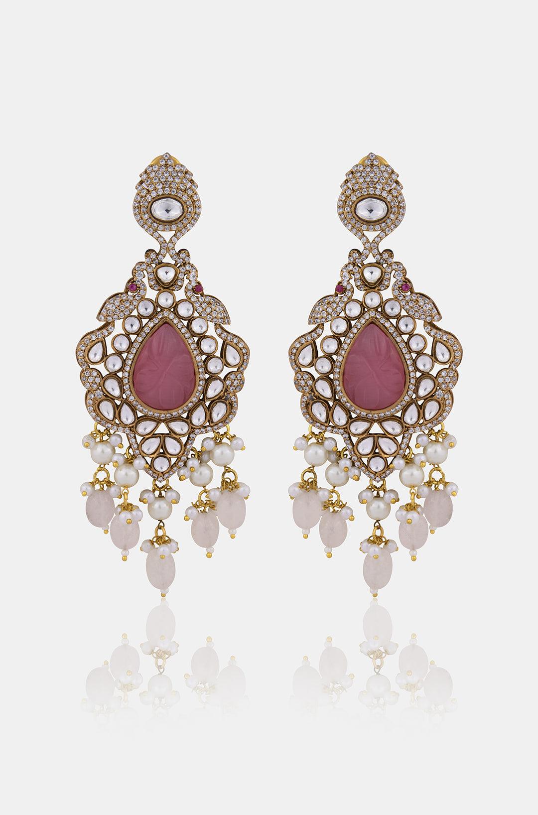 Rose Petal Polki Necklace Set - Dyulokha