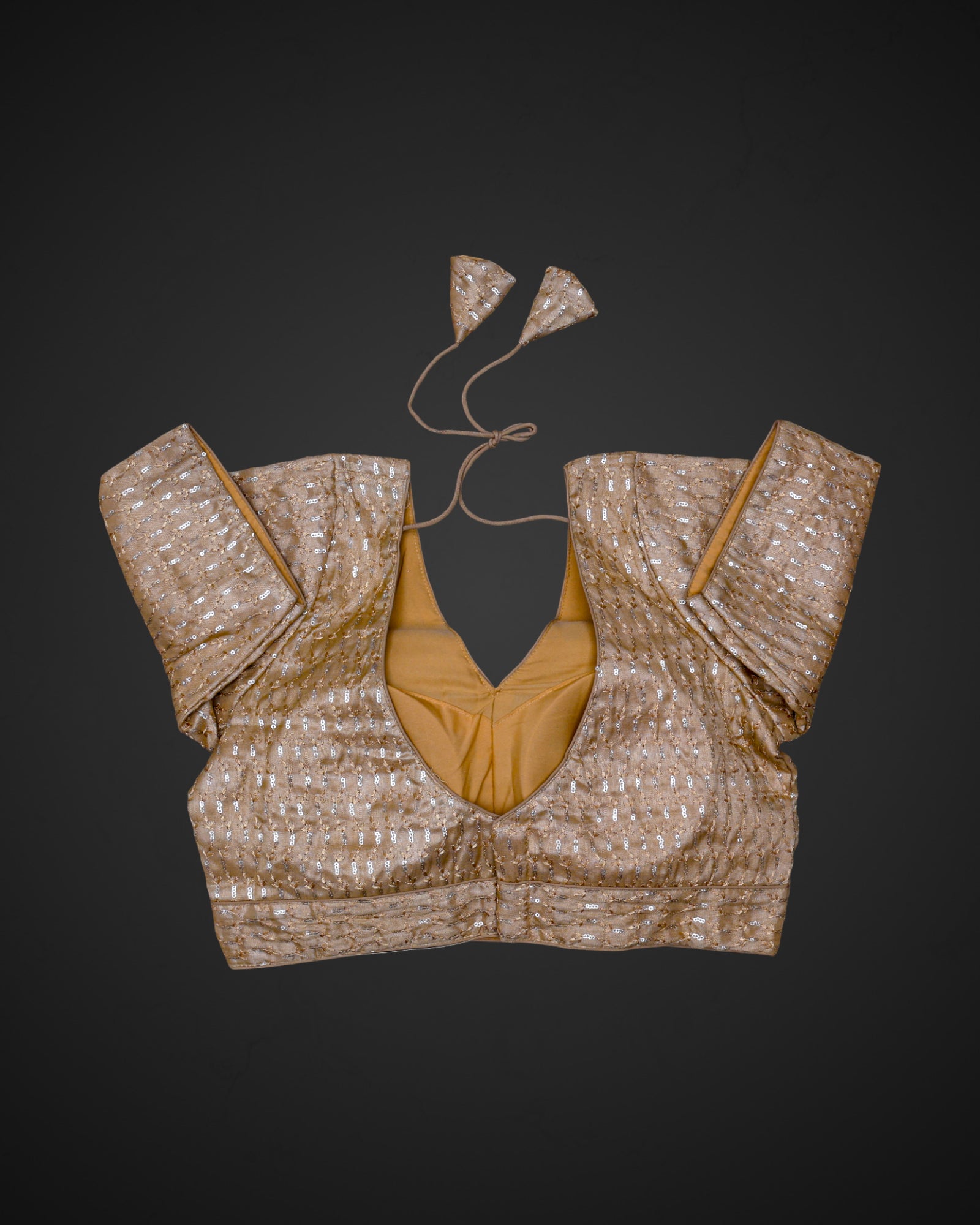 Tissue V Neck Deep Back Readymade Blouse