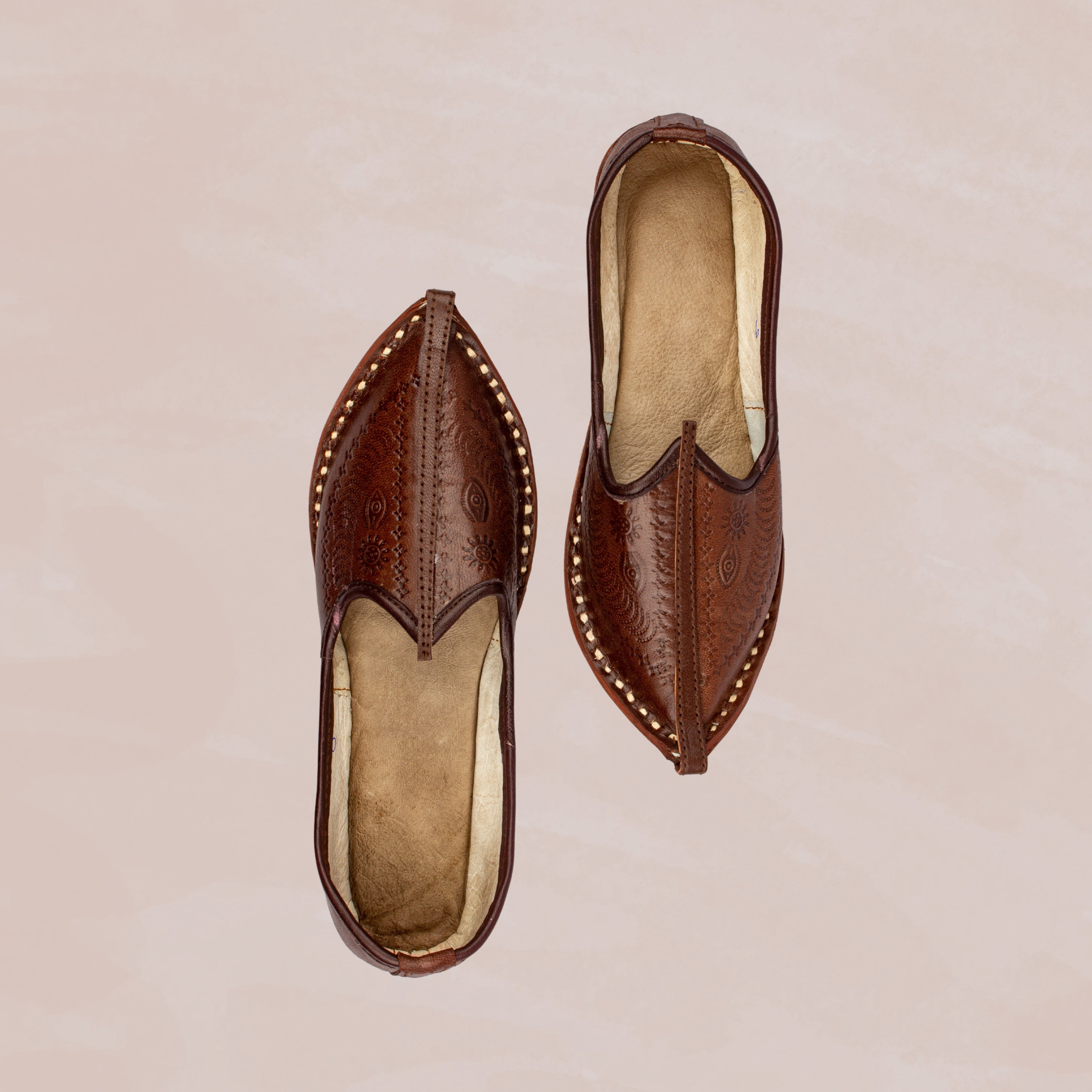 Dark Brown Almond Rexine Ethnic Mojaris