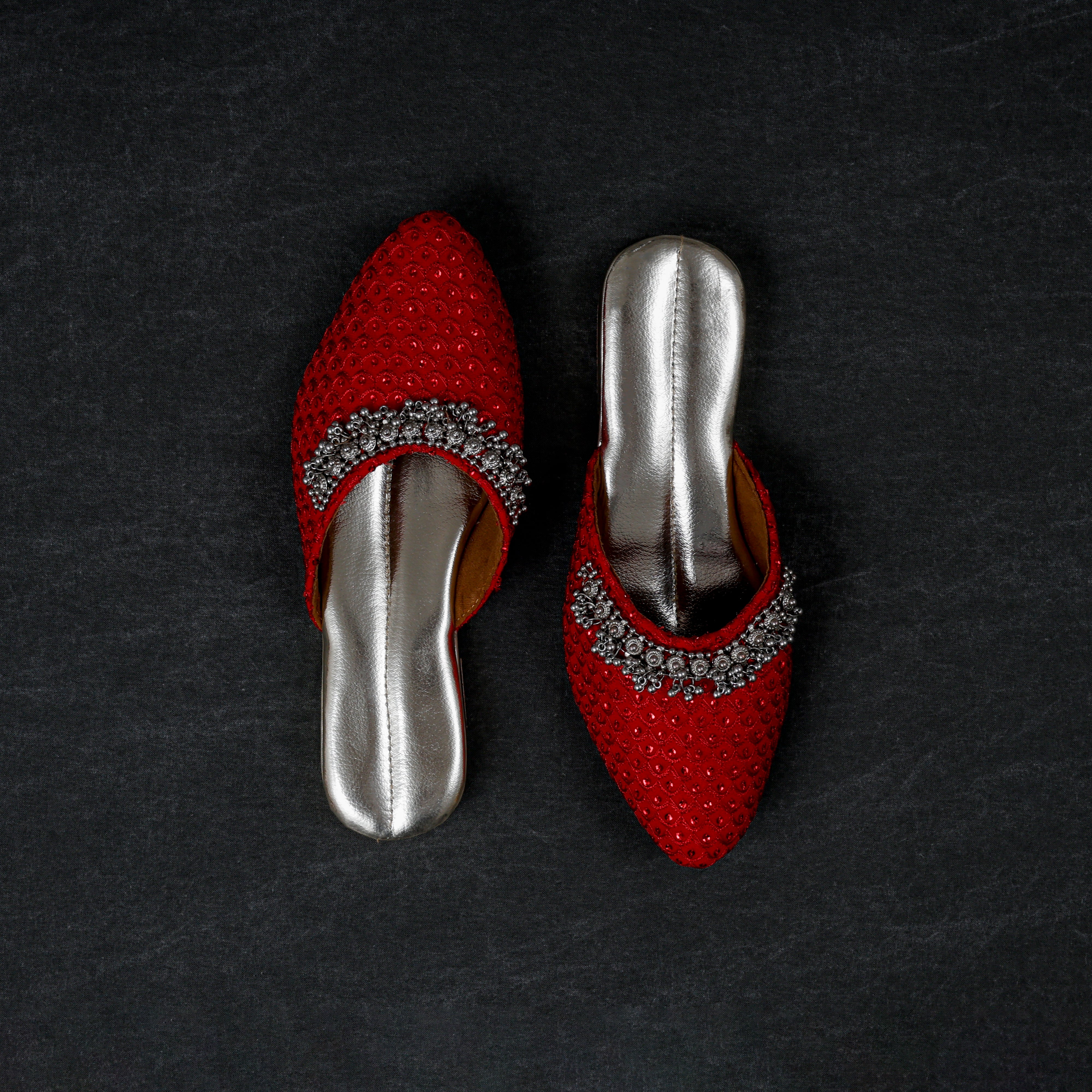 Red Pointed Artisan Mules