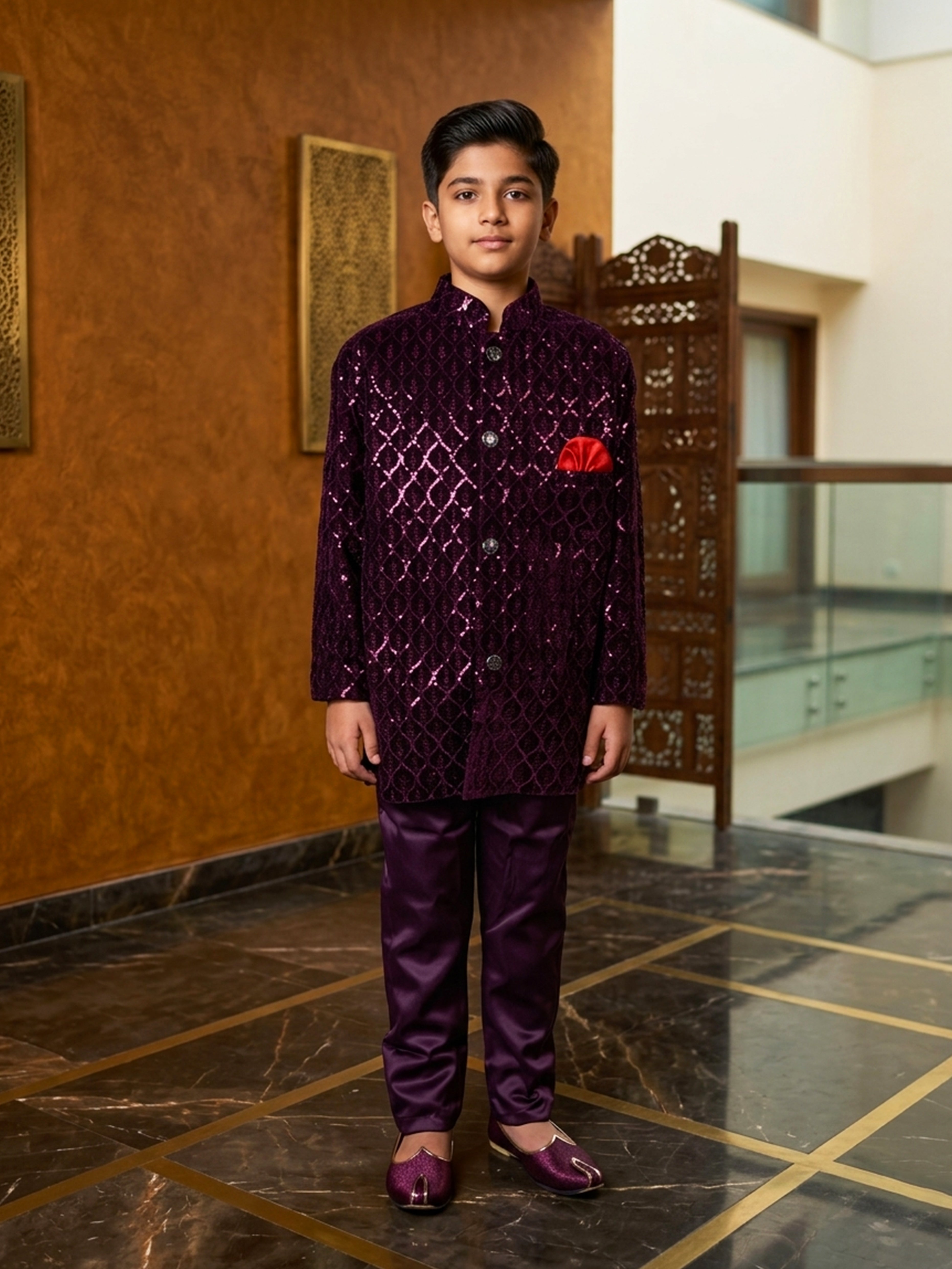 Festive Sequin Kurta Pajama Set