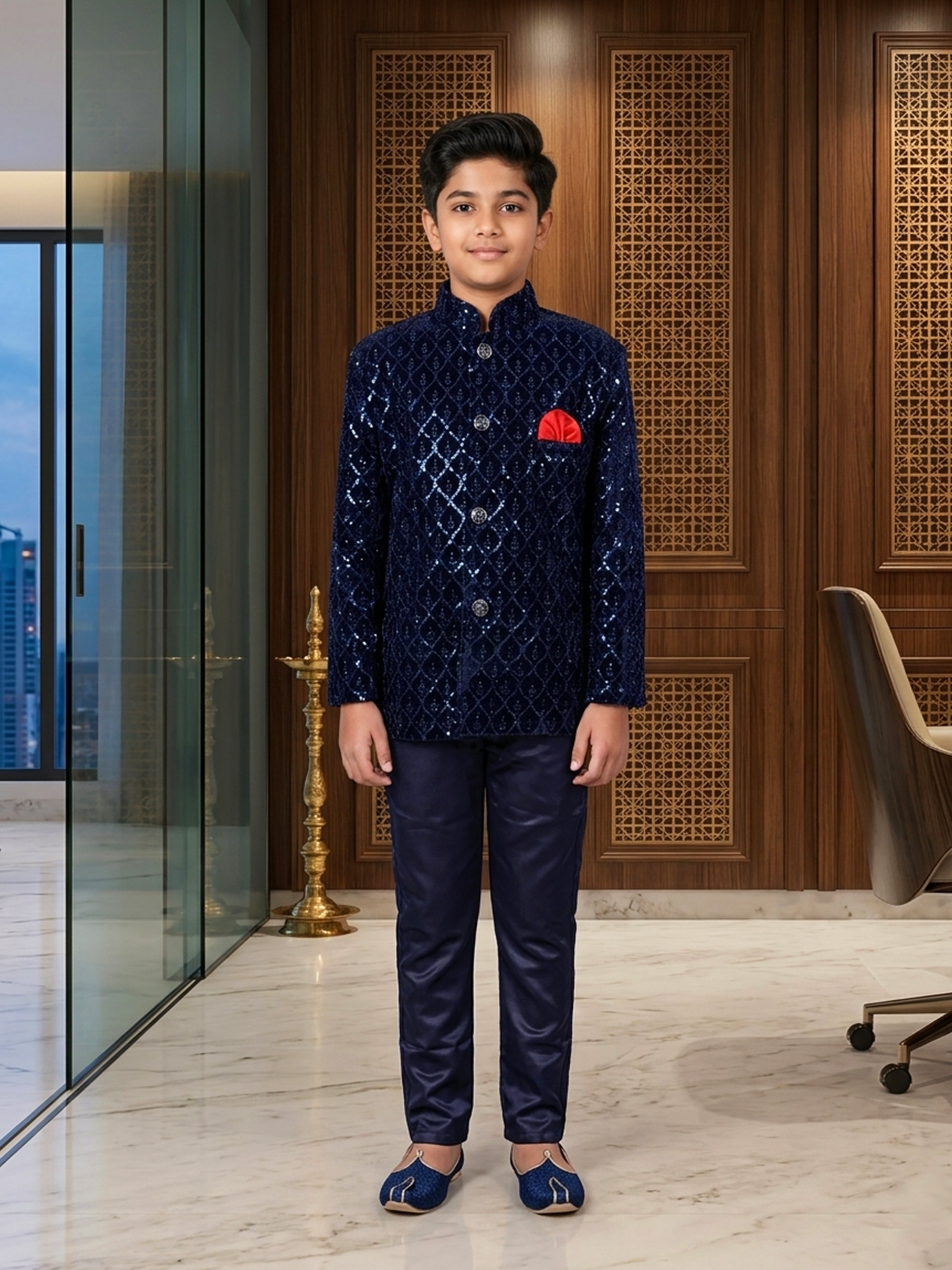 Festive Sequin Kurta Pajama Set