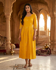 Yellow Cotton Gown For Women