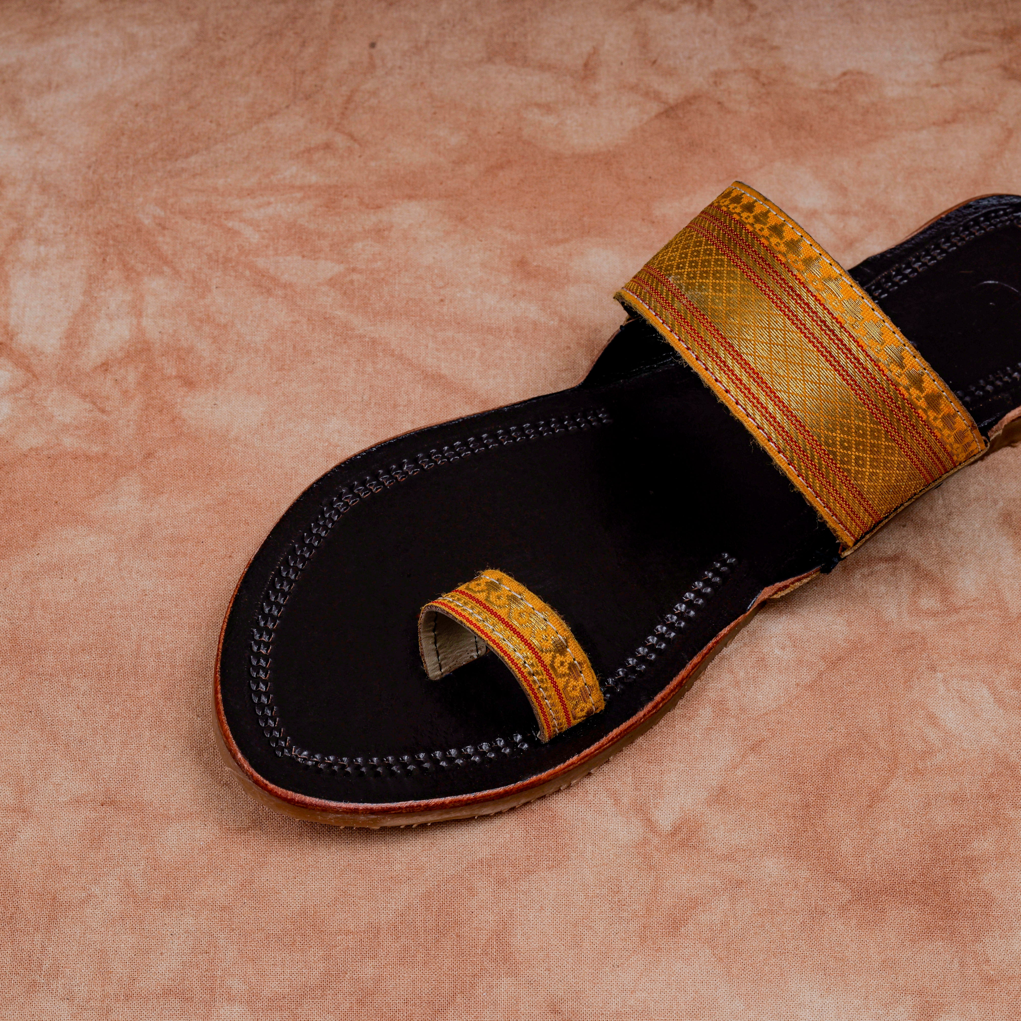 Dark Brown Soft Leather Open Toe Flats