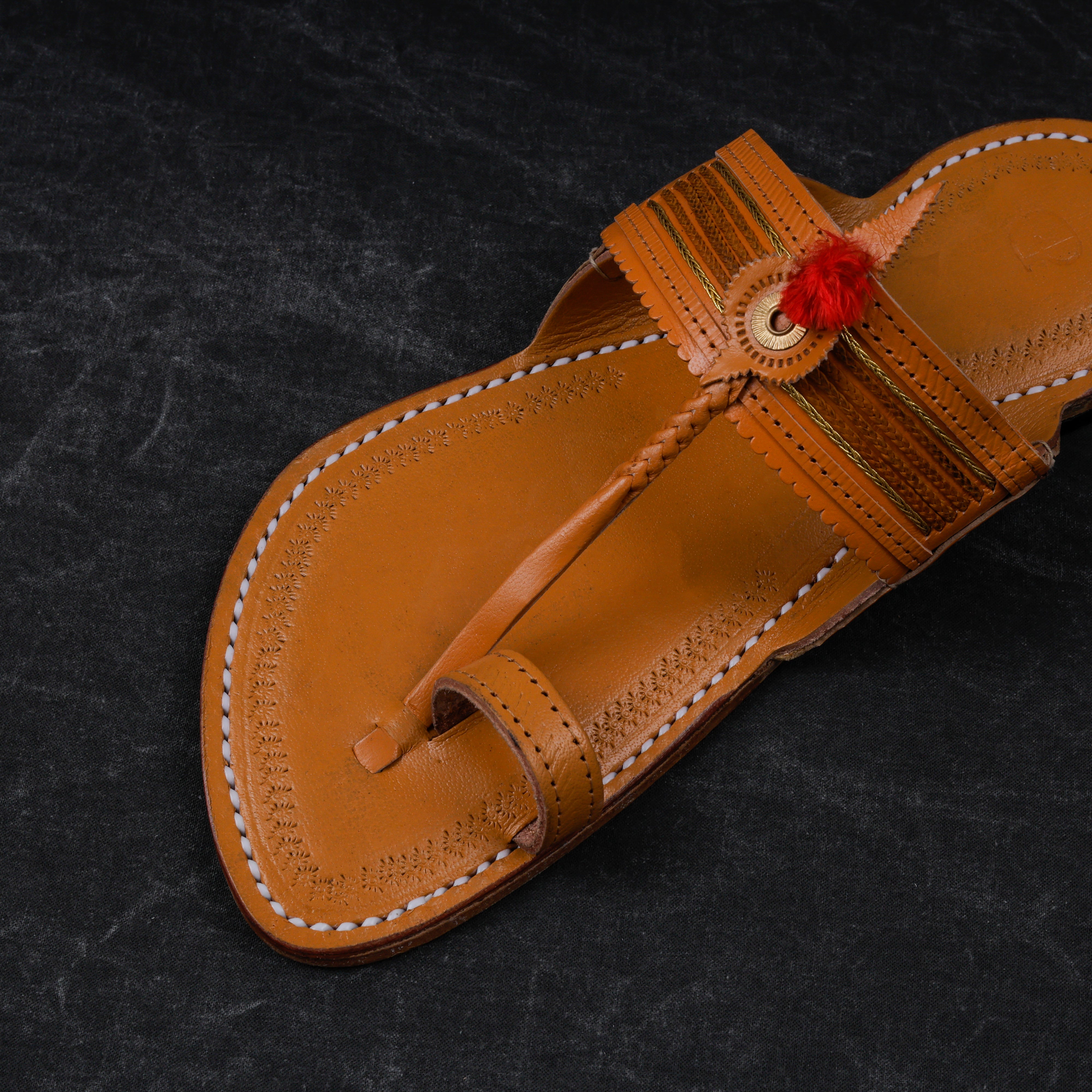 Tan Traditional Leather Kolhapuri Sandals