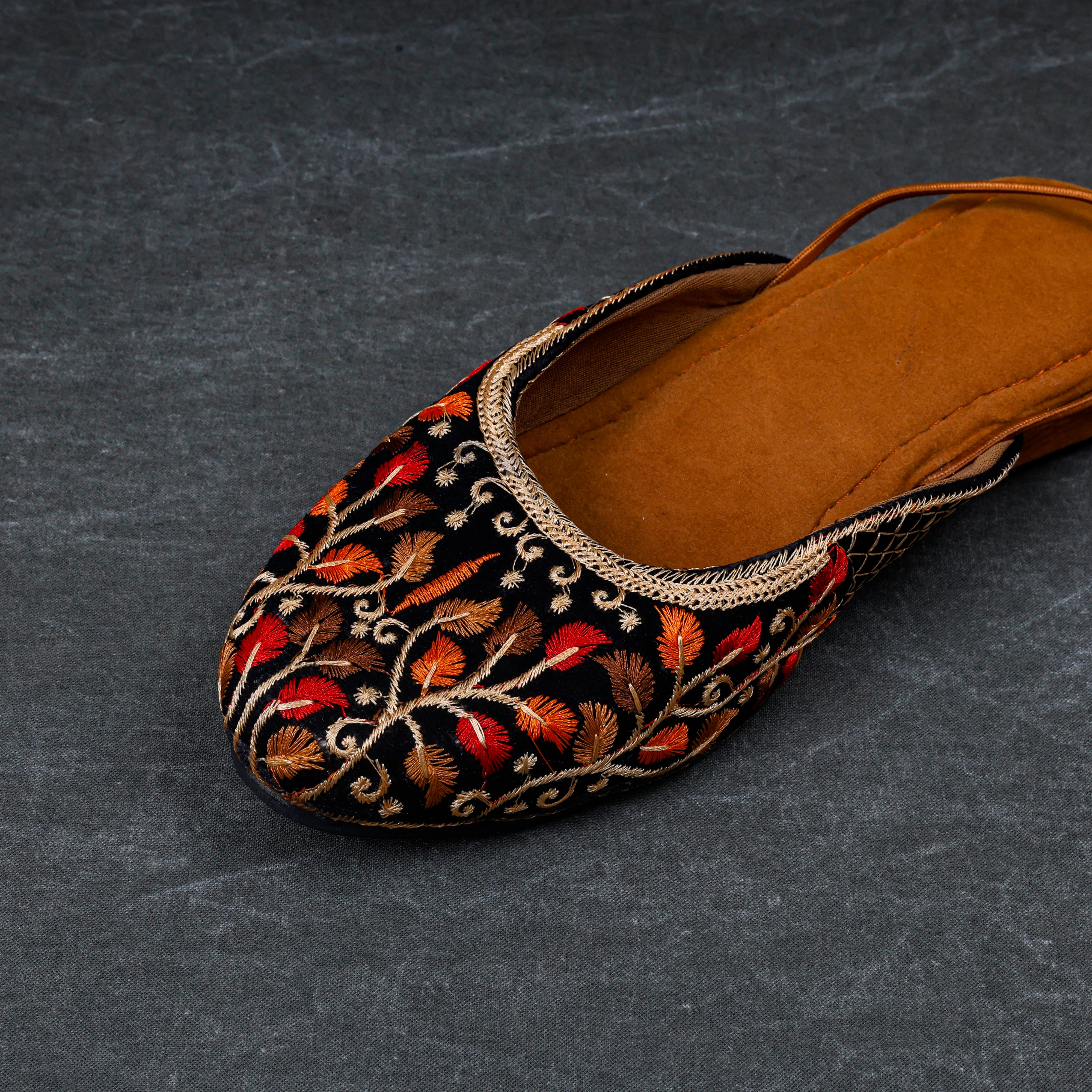Almond Velvet Multicolor Ethnic Mules