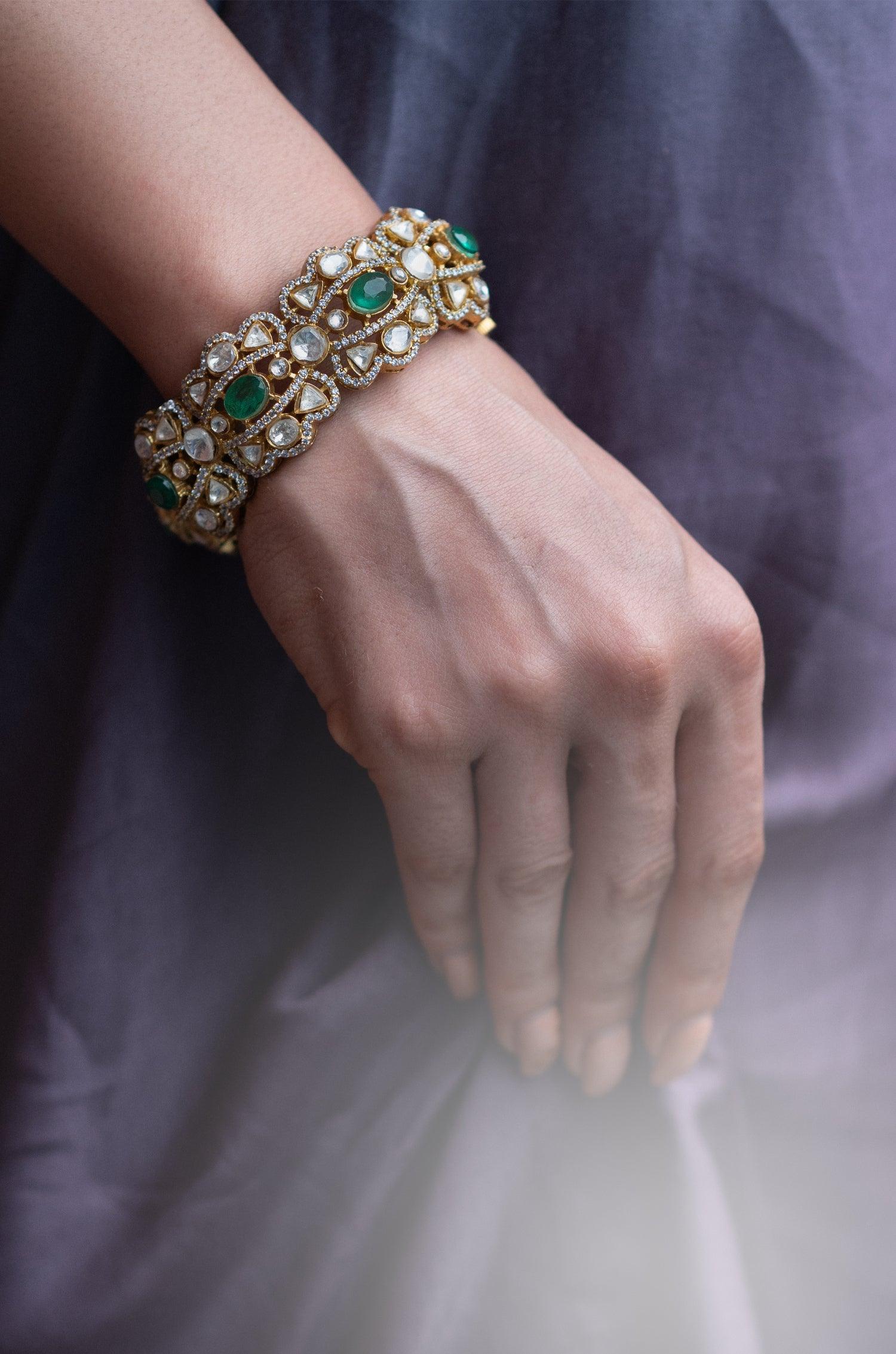 Mint Polki Splendor Bangle - Dyulokha