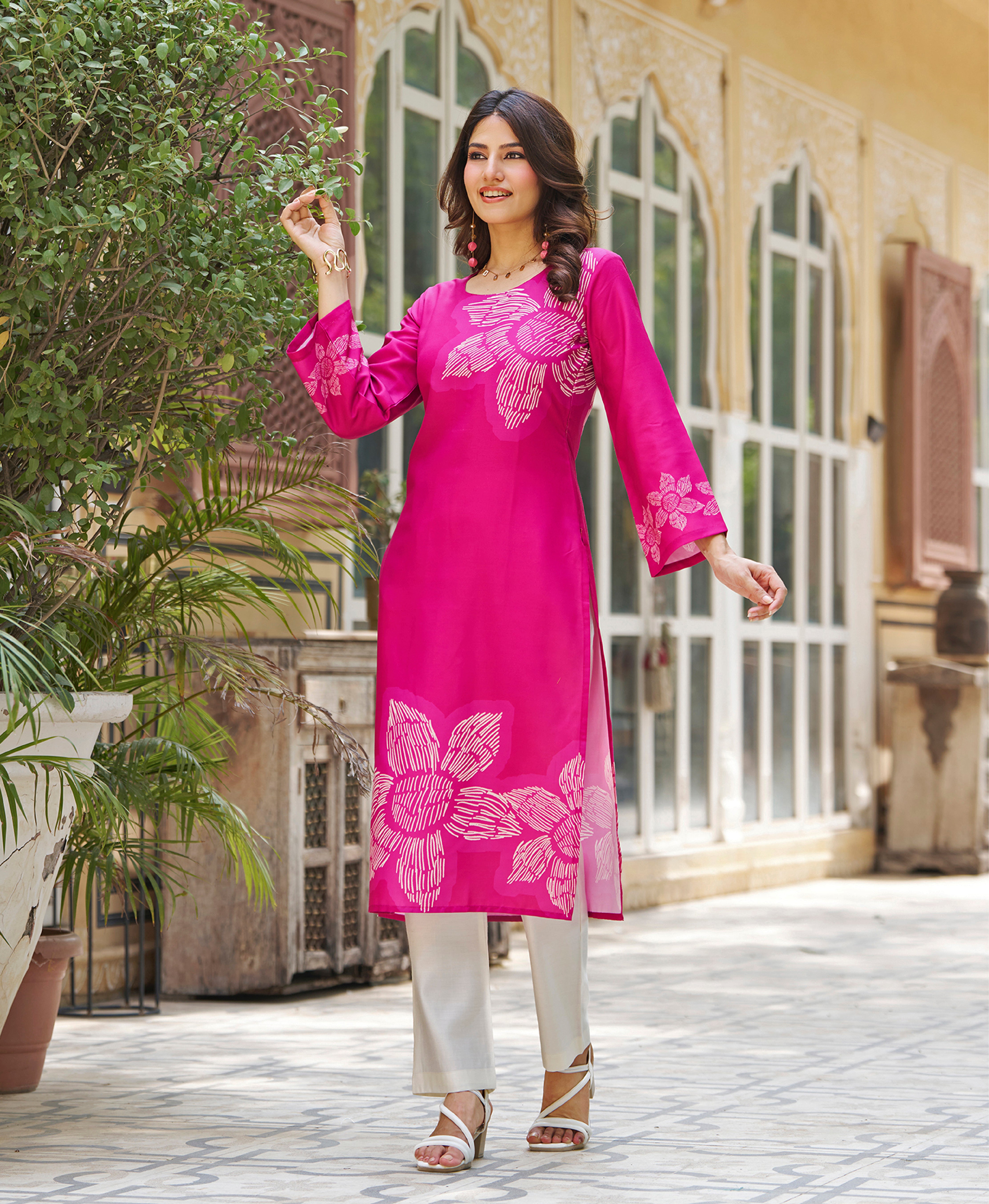 Botanical Print Cotton Kurta