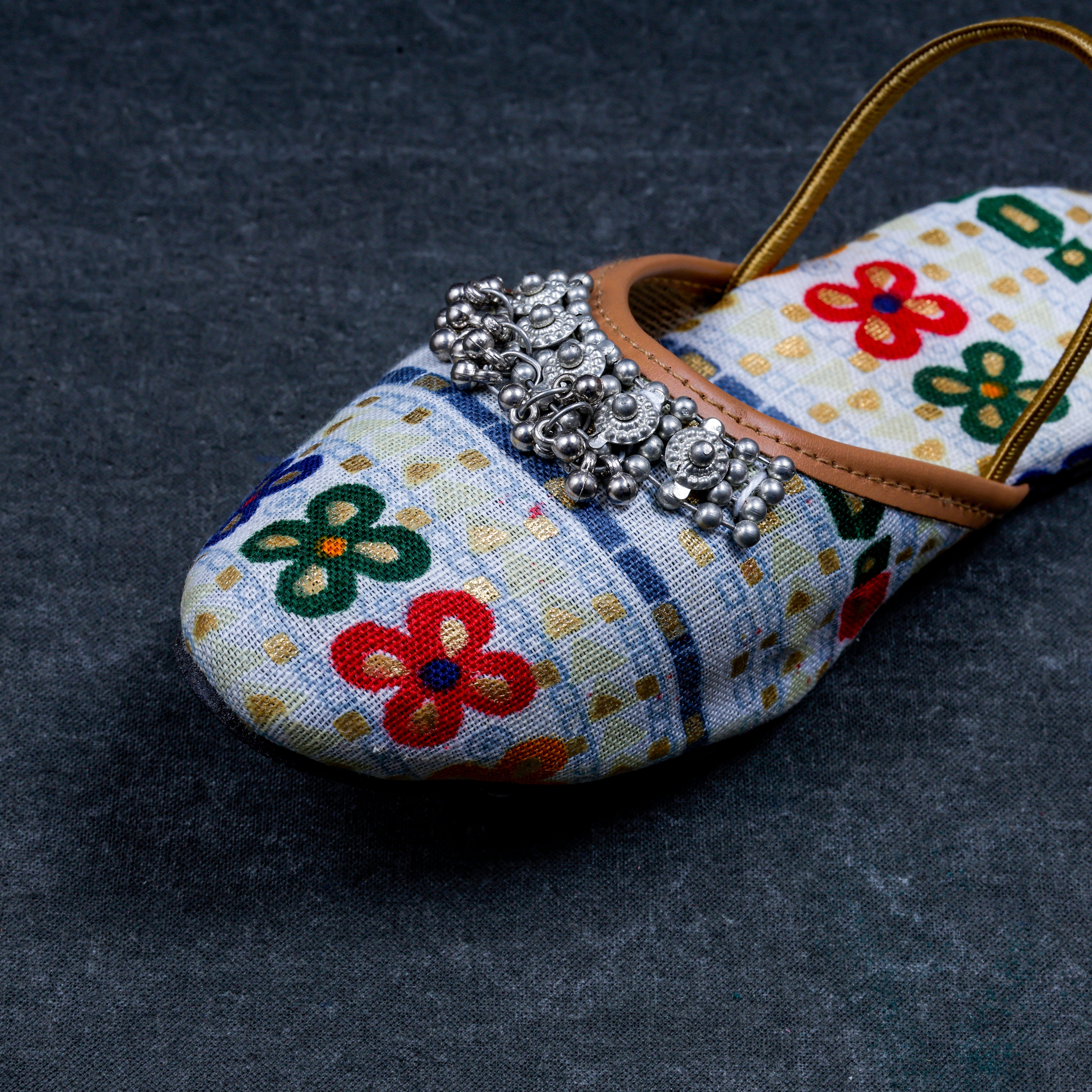 Grey Textured Artisan Ethnic Mules