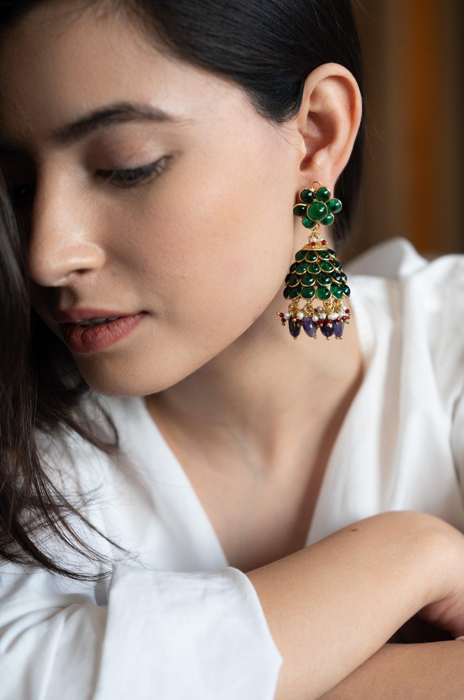 Green Pachi Sparkle Earrings - Dyulokha