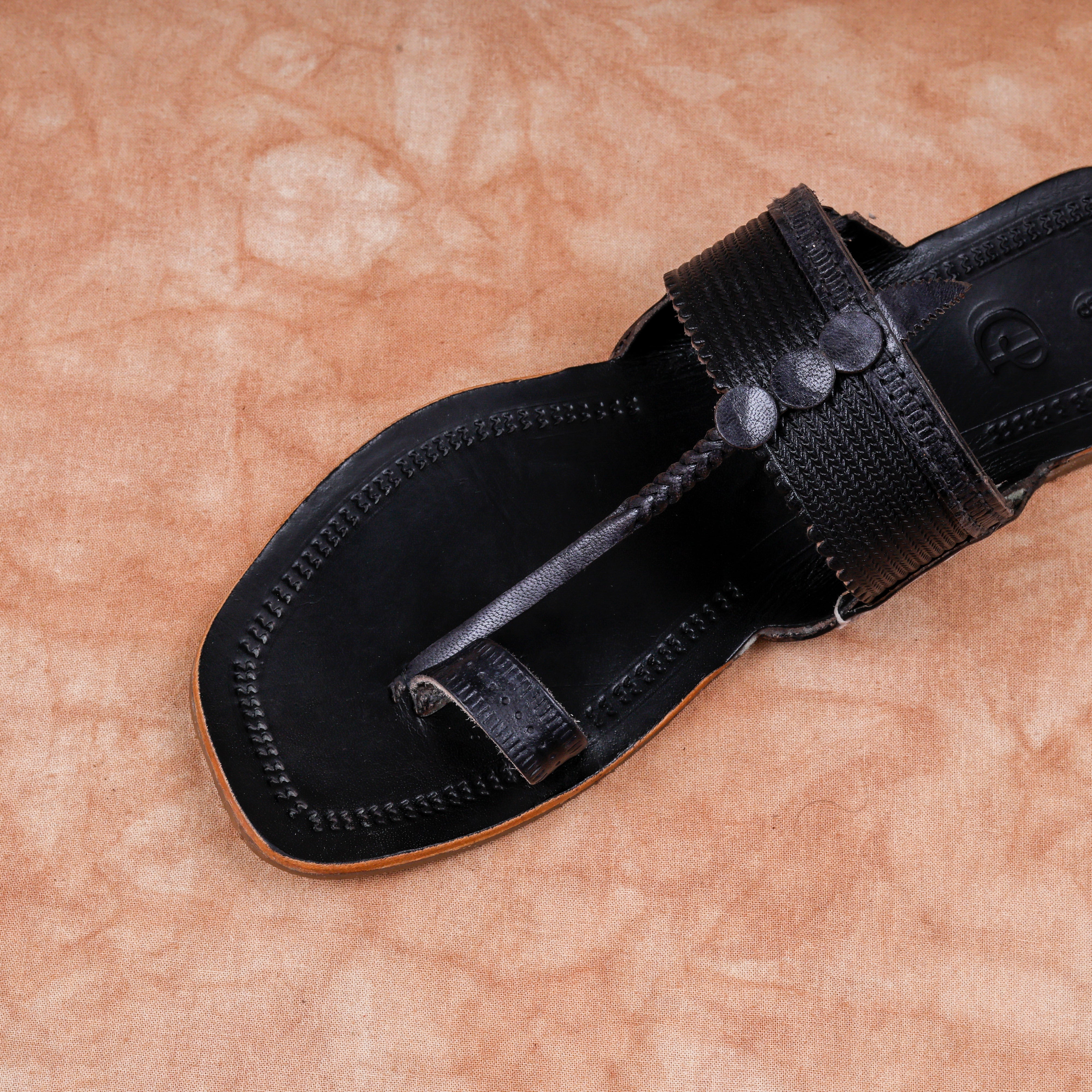 Black Patent Kolhapuri Sandals