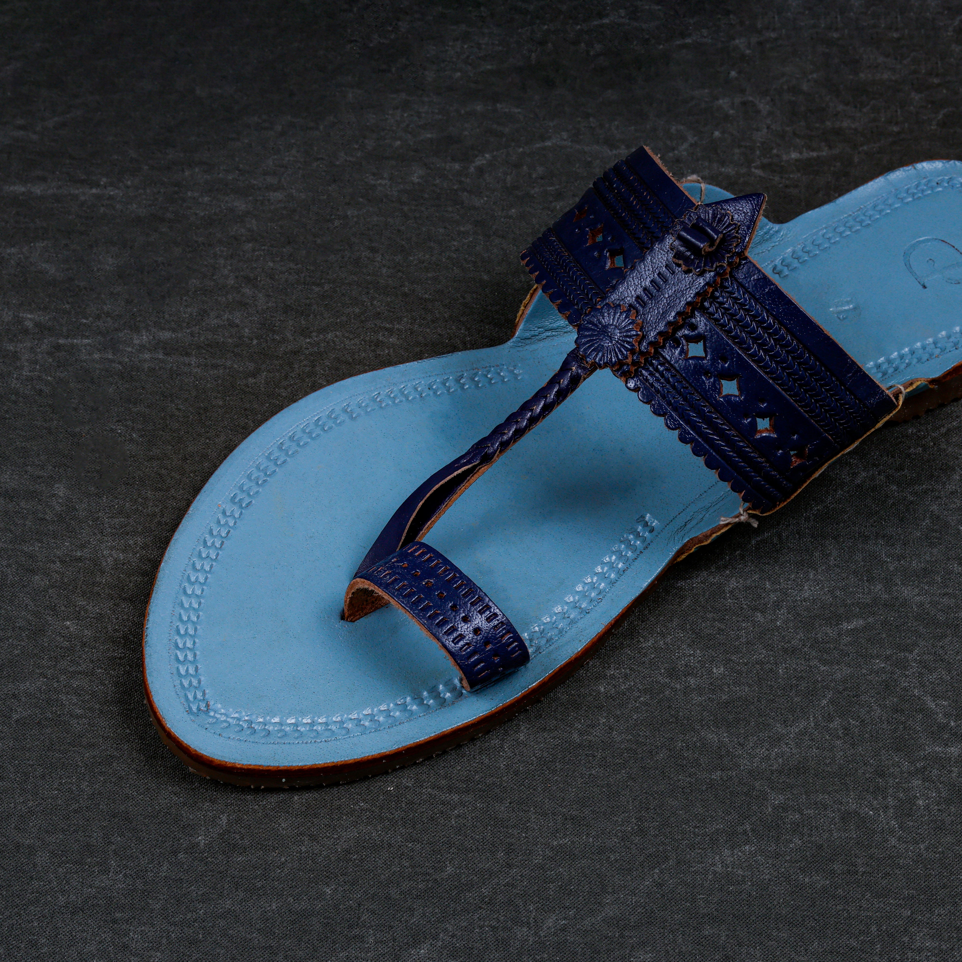 Sky Blue Handcrafted Kolhapuri Sandals