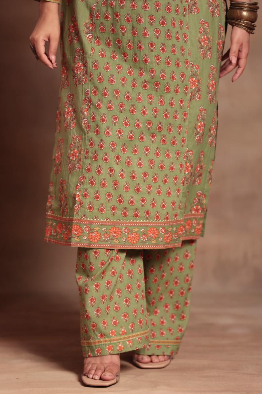 Mirror Work Cotton Kurta Set