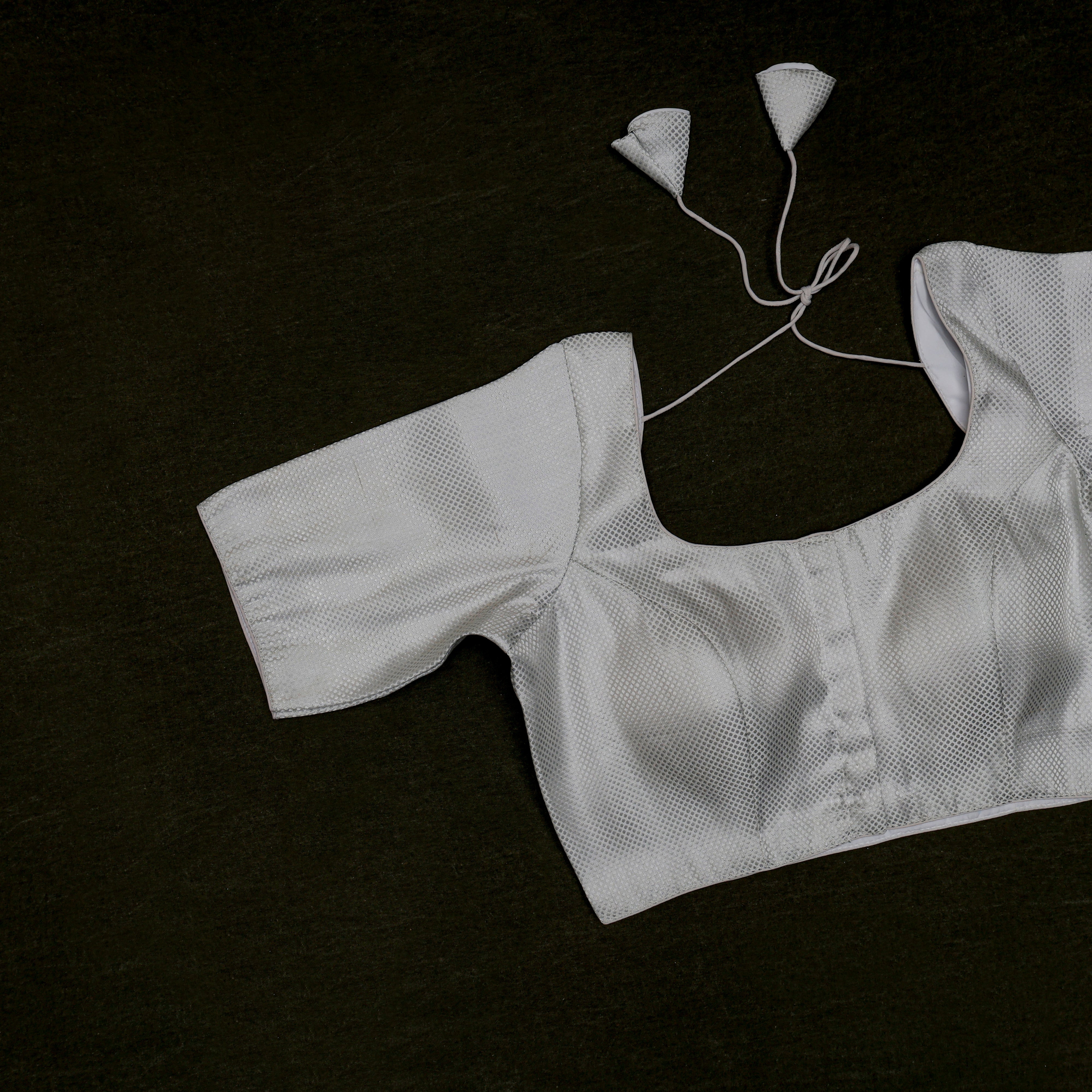 Tissue U Neck Fitted Sleeve Readymade Blouse