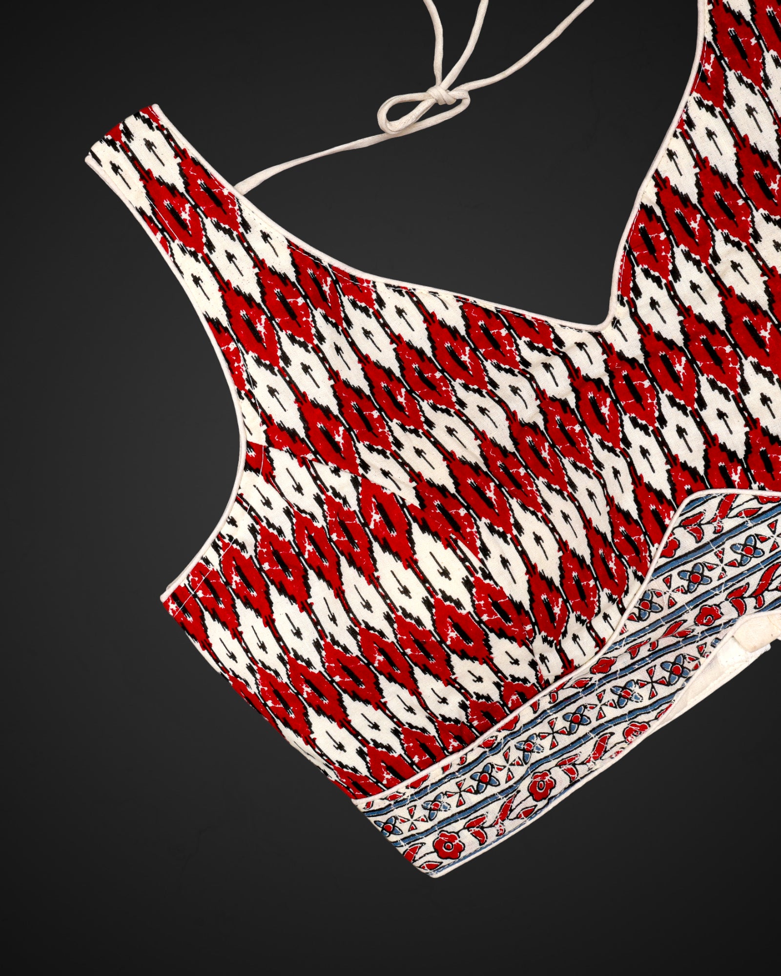 Ajrak Print Cotton V Neck Readymade Blouse