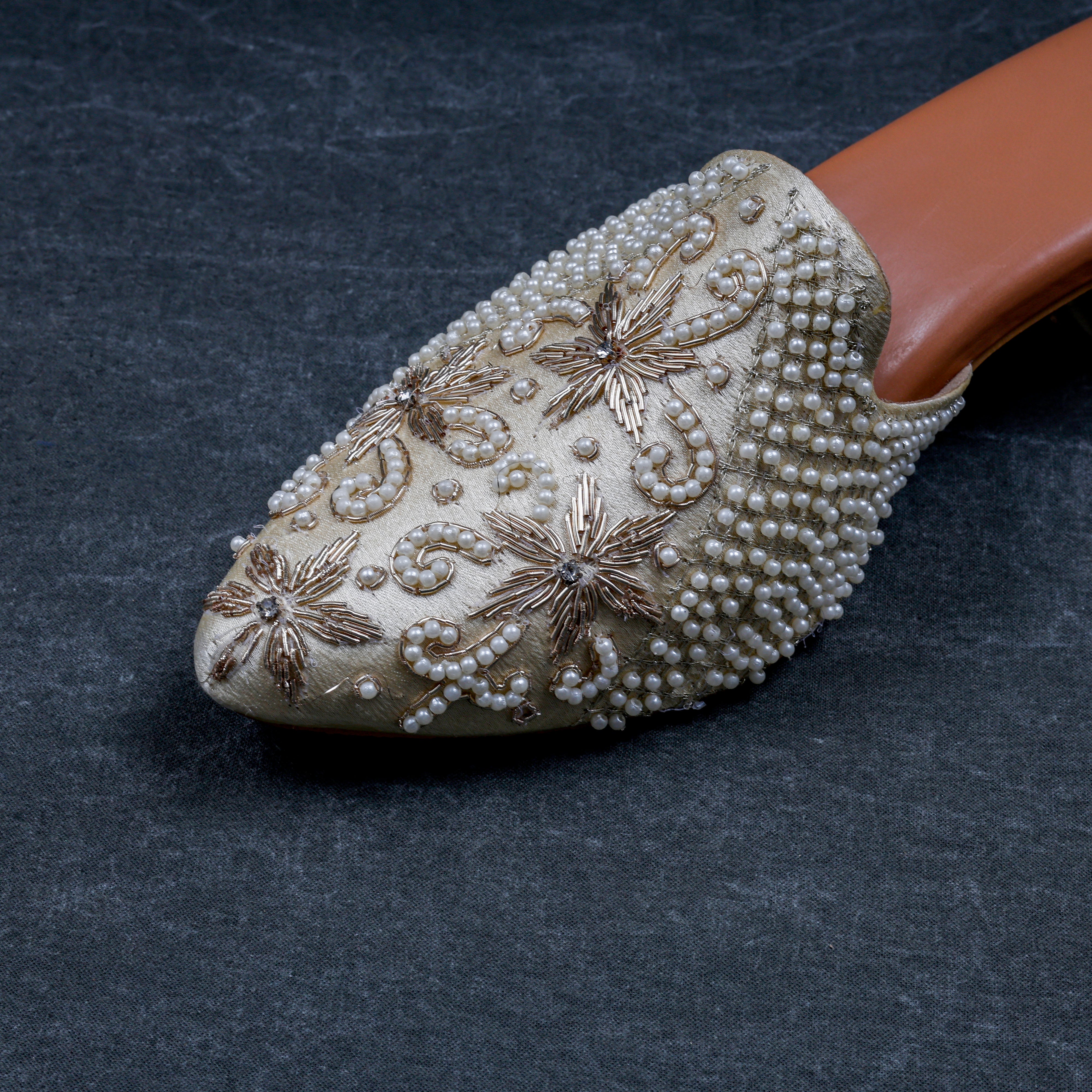 Cream Textured Artisan Ethnic Mules