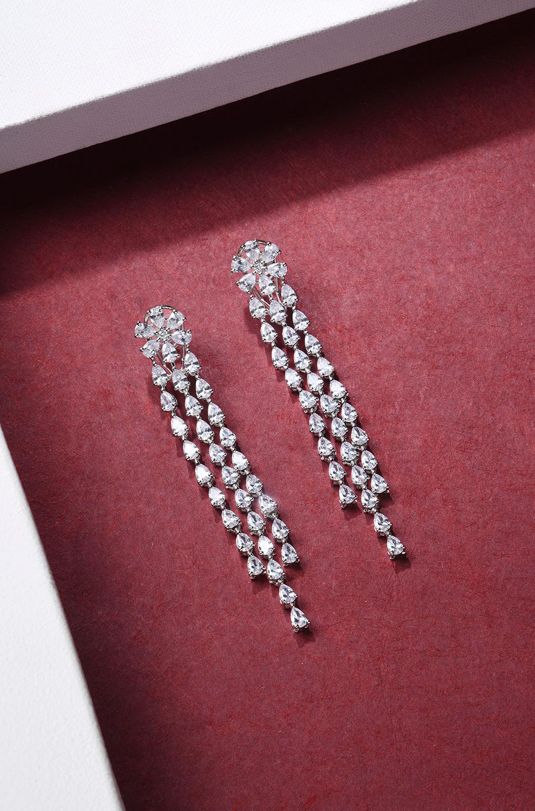Ethereal Sparkle Long Diamond Danglers - Dyulokha