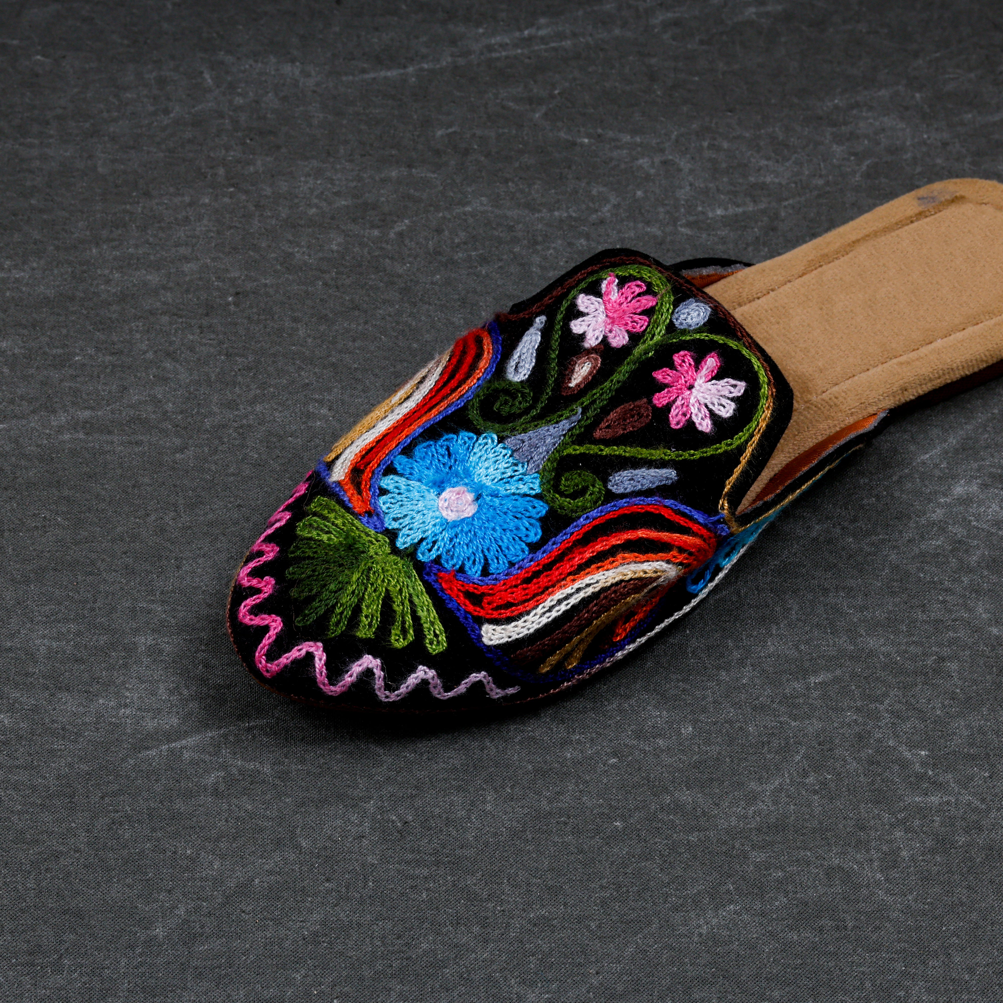 Velvet Multicolor Pointed Mules