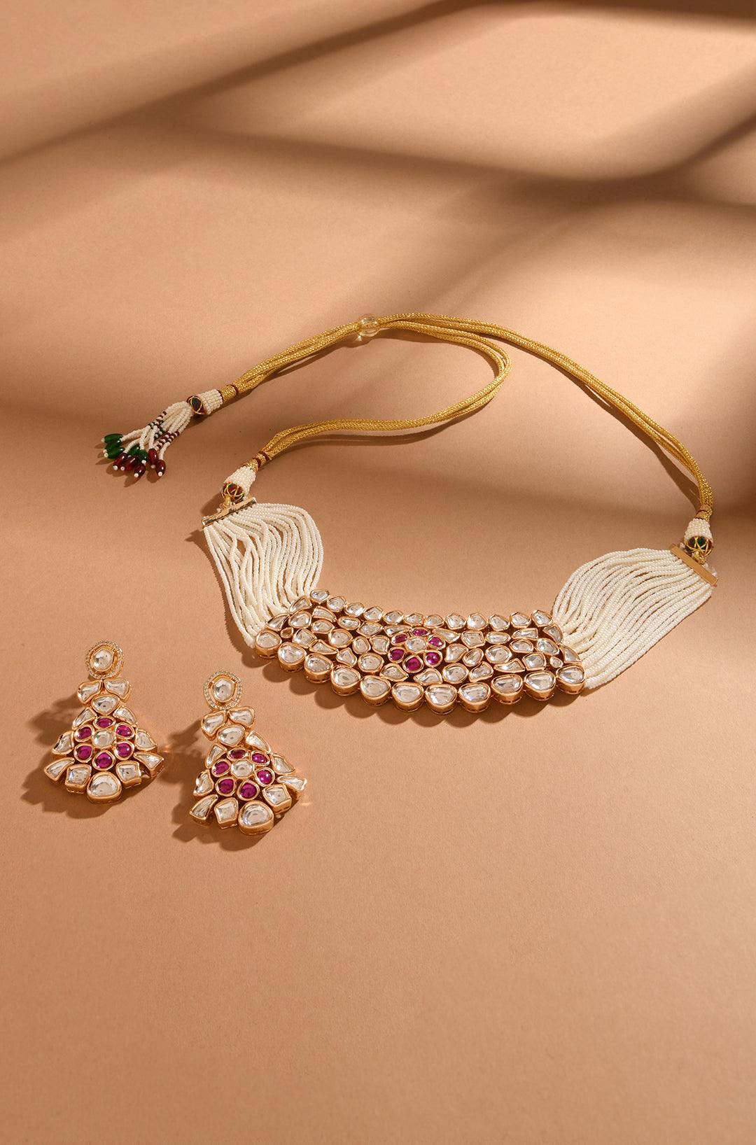 Pearl Blossom Kundan Choker Set - Dyulokha