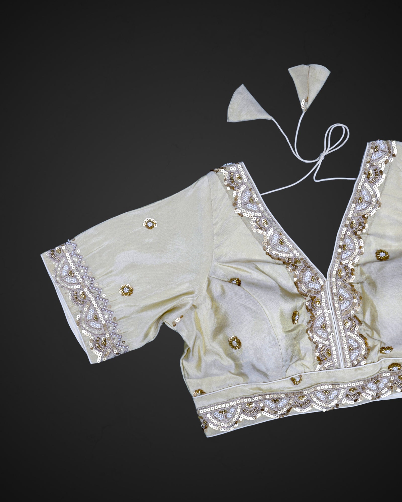 V Neck Cotton Deep Back Readymade Blouse