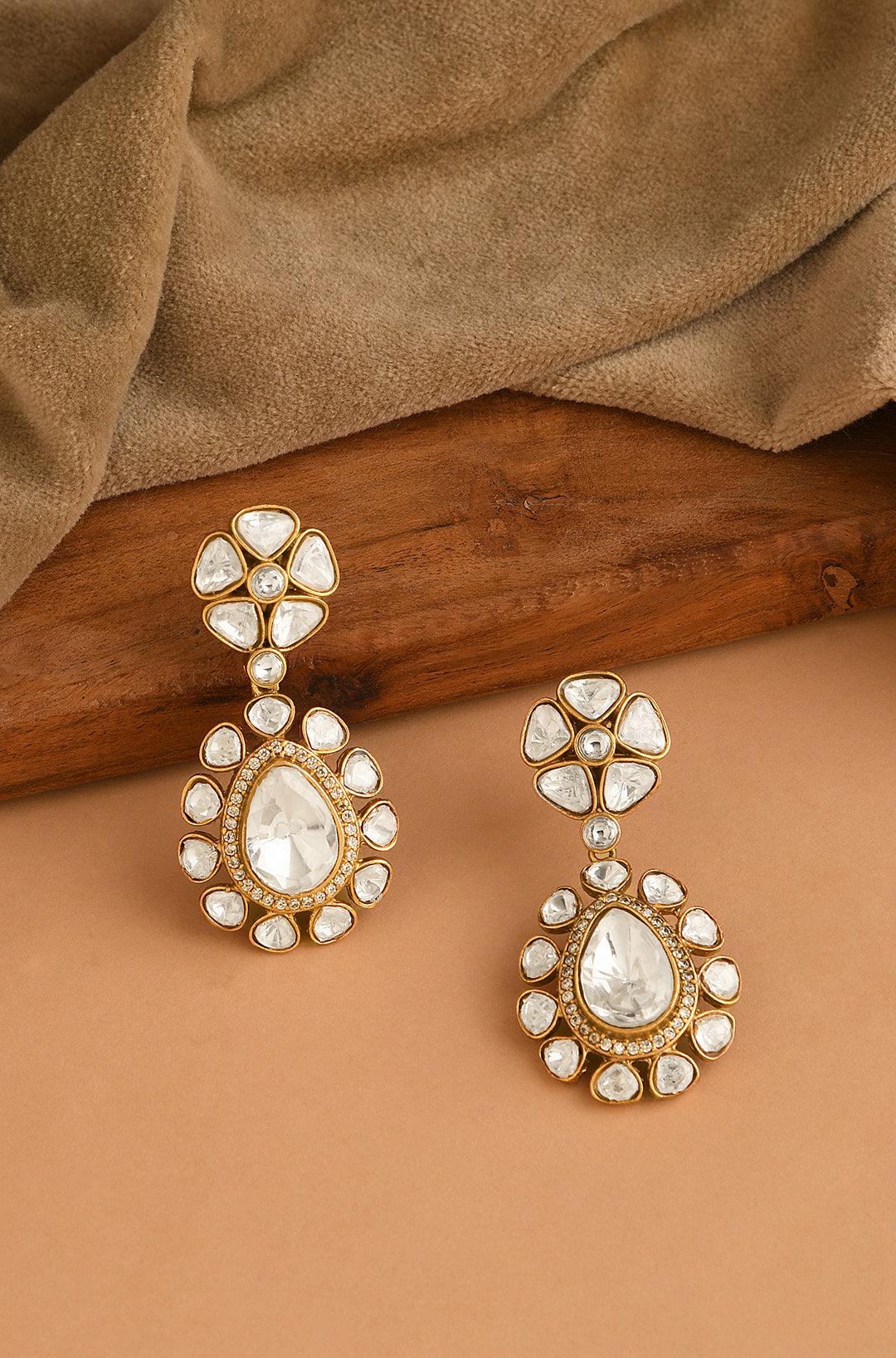 Gilded Glamour Polki Open Danglers - Dyulokha