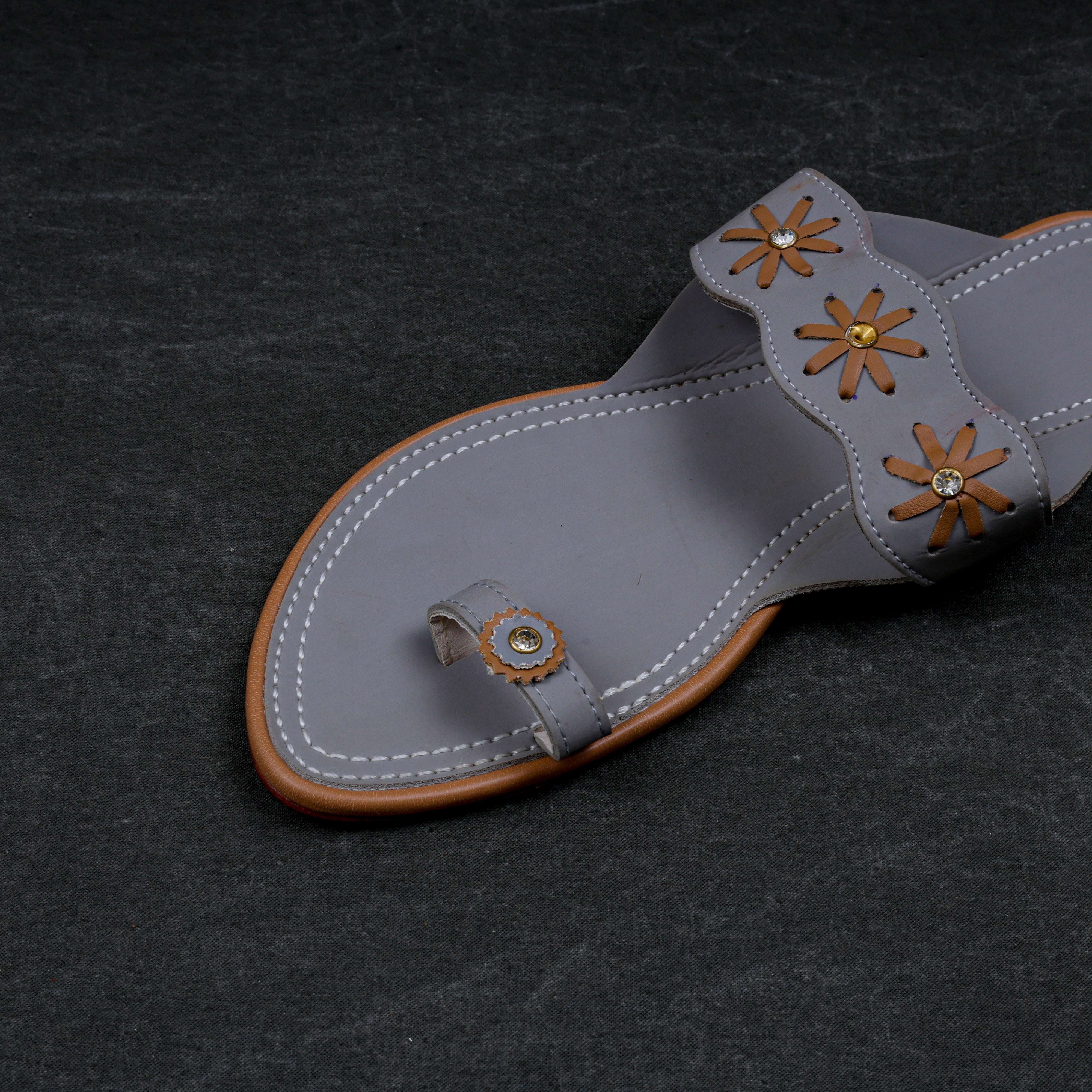 Grey Velvet Pointed Mule Flats