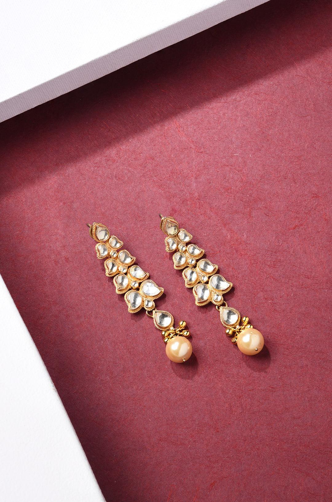 Kundan Pearl Drop Earrings - Dyulokha