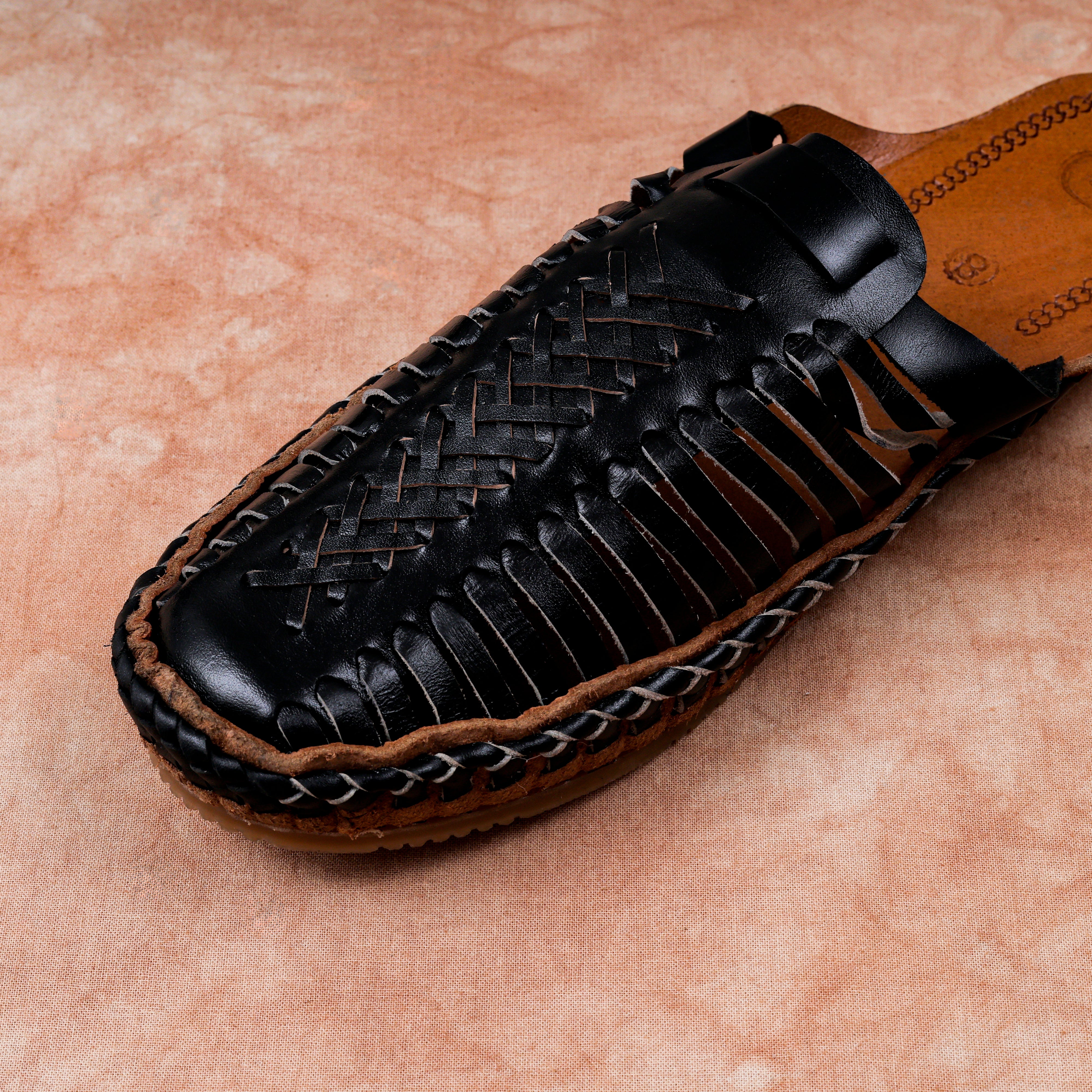 Black Handcrafted Leather Closed Toe Mules