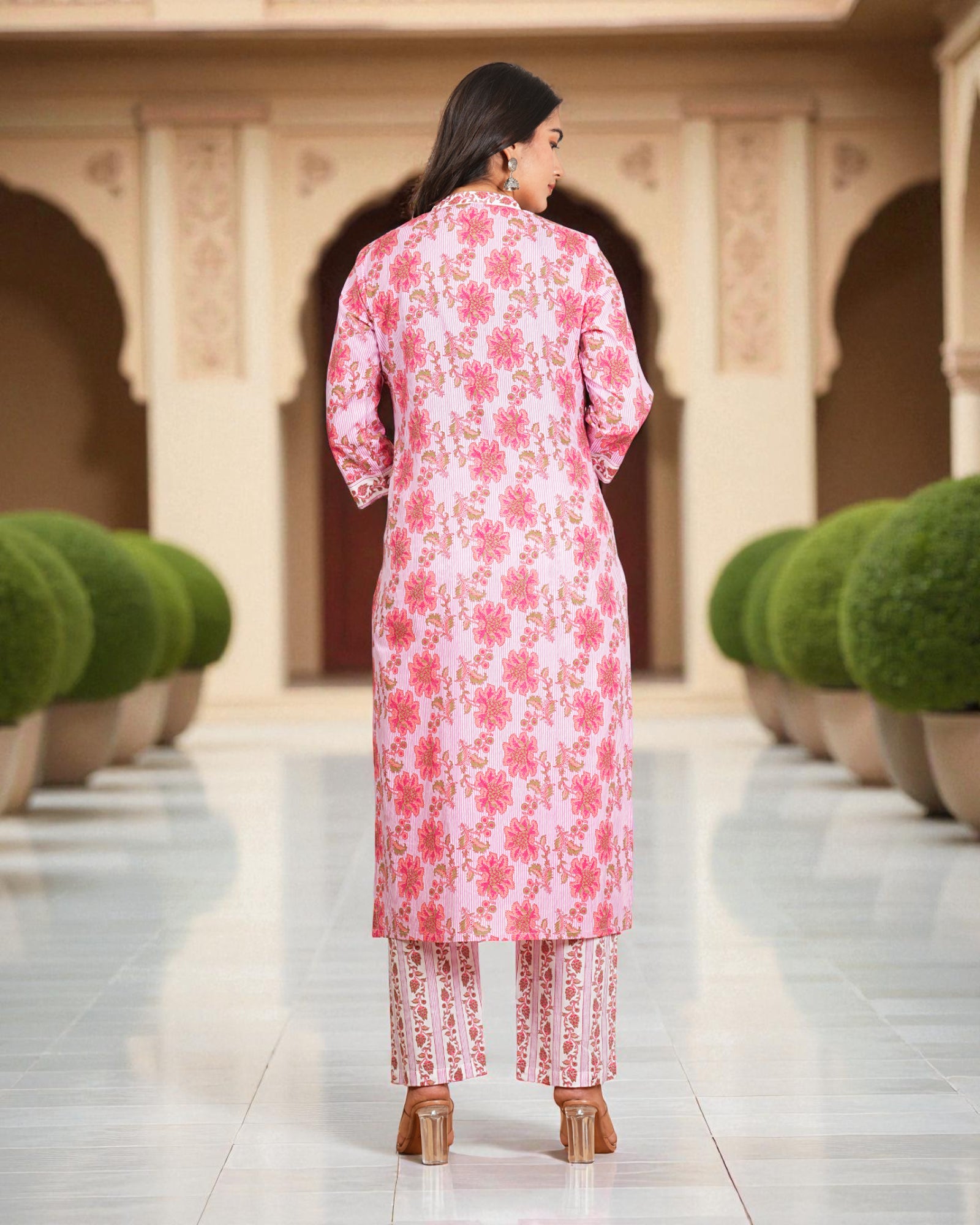 Floral Cotton Kurta Set With Elegant Embroidery