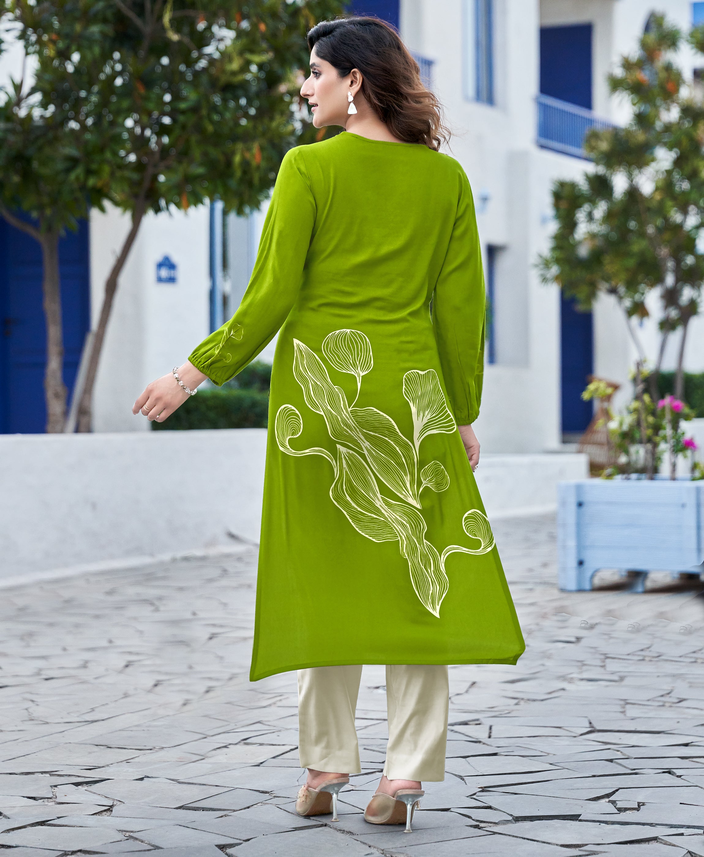 Geometric Botanical Pattern Kurta