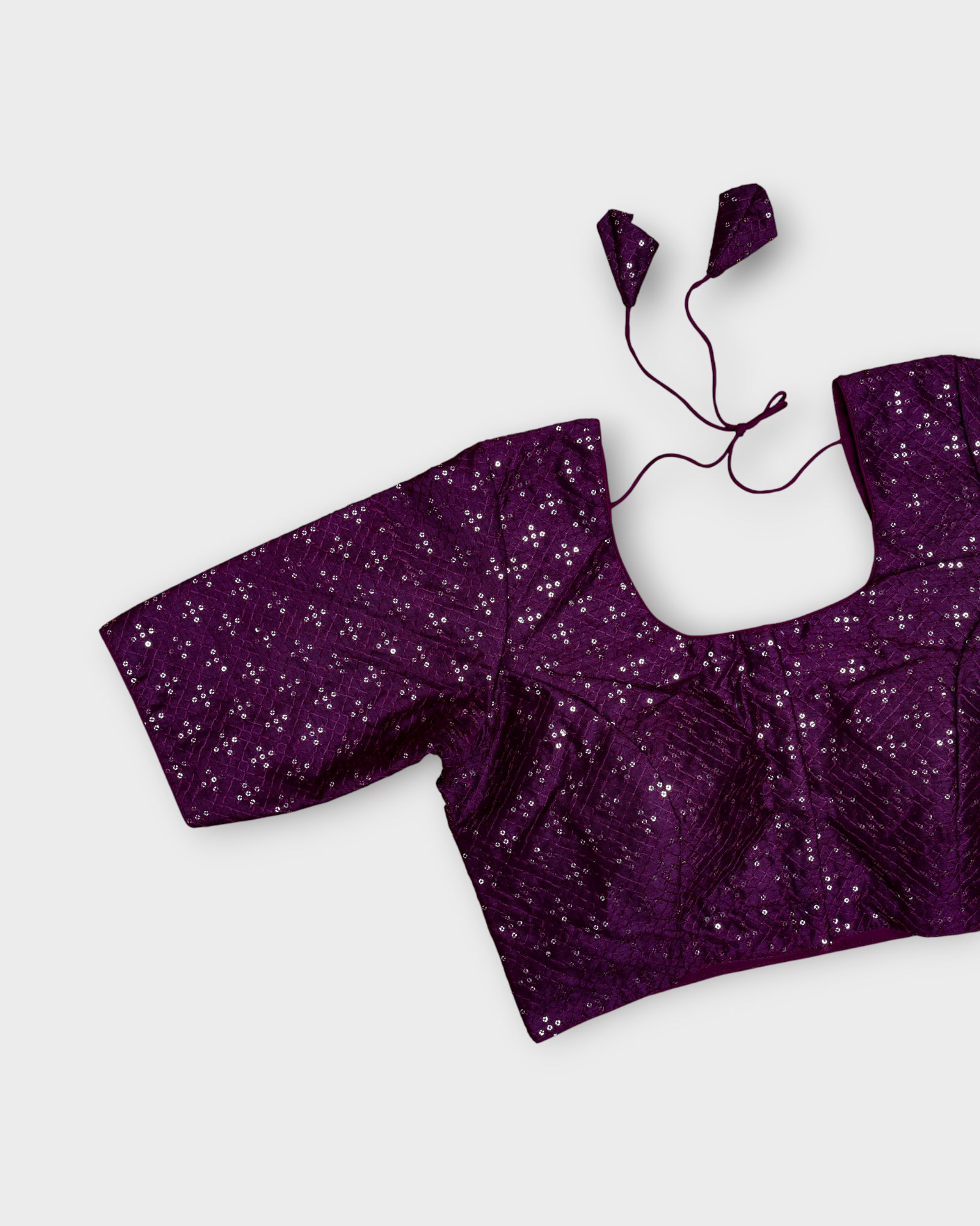 Raw Silk U Neck Deep Back Readymade Blouse