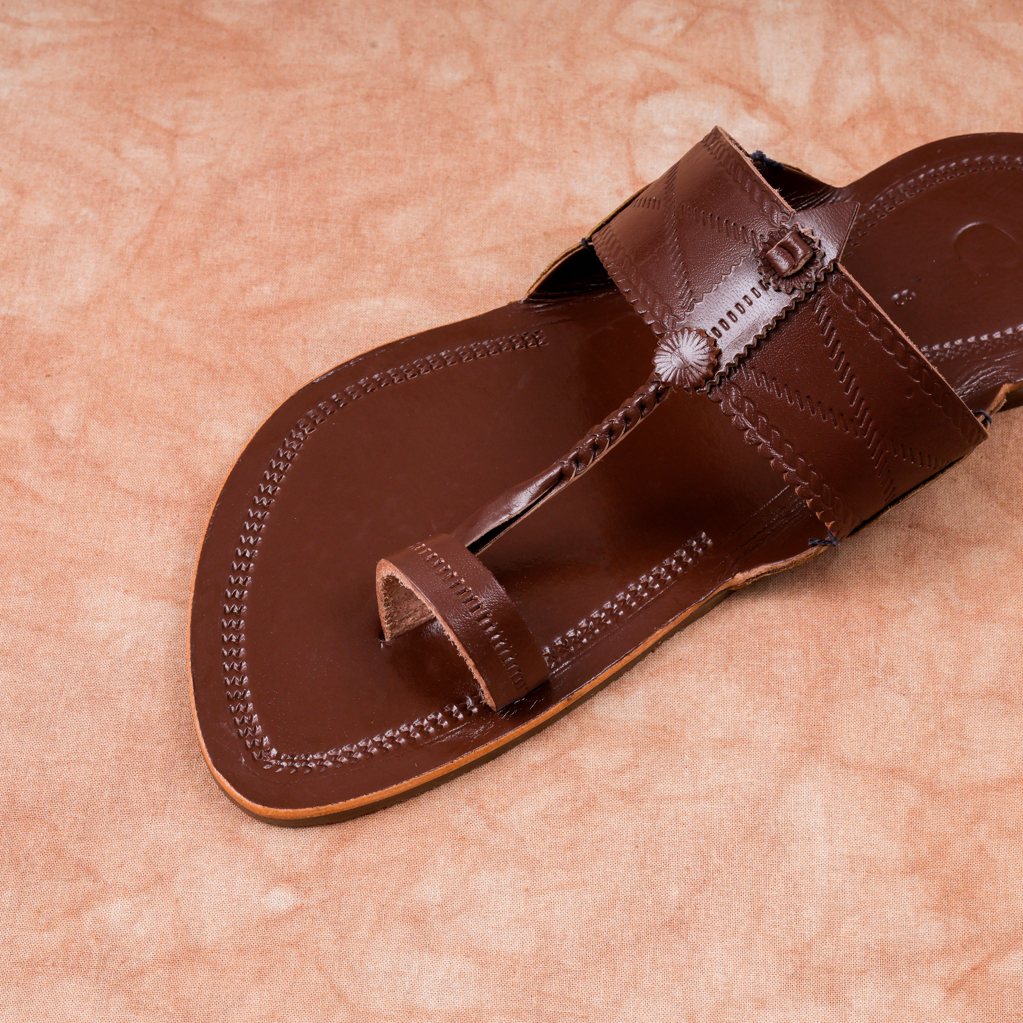 Handcrafted Brown Open Toe Kolhapuri Sandals