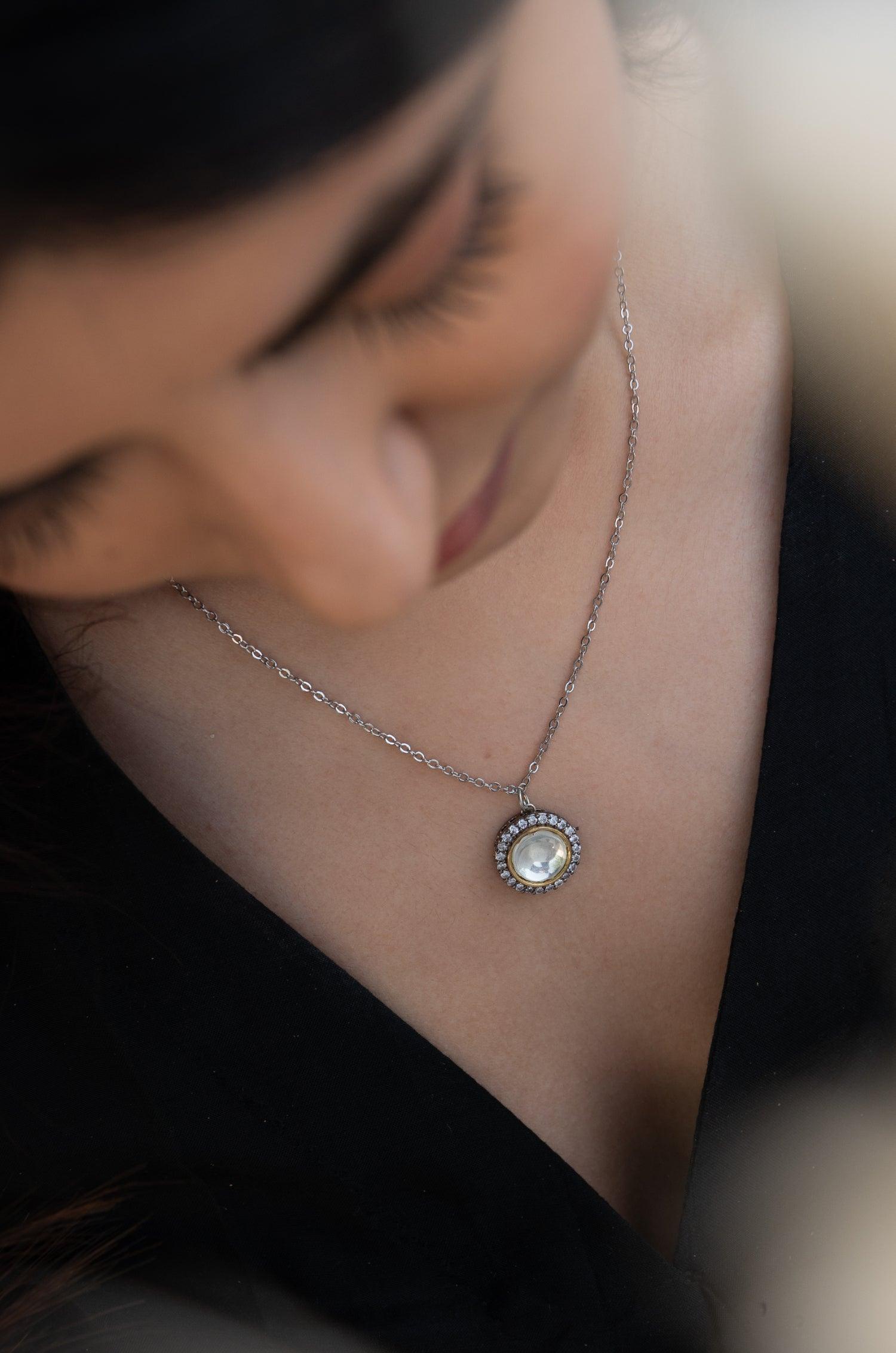 Dazzling Polki Pendant Necklace - Dyulokha