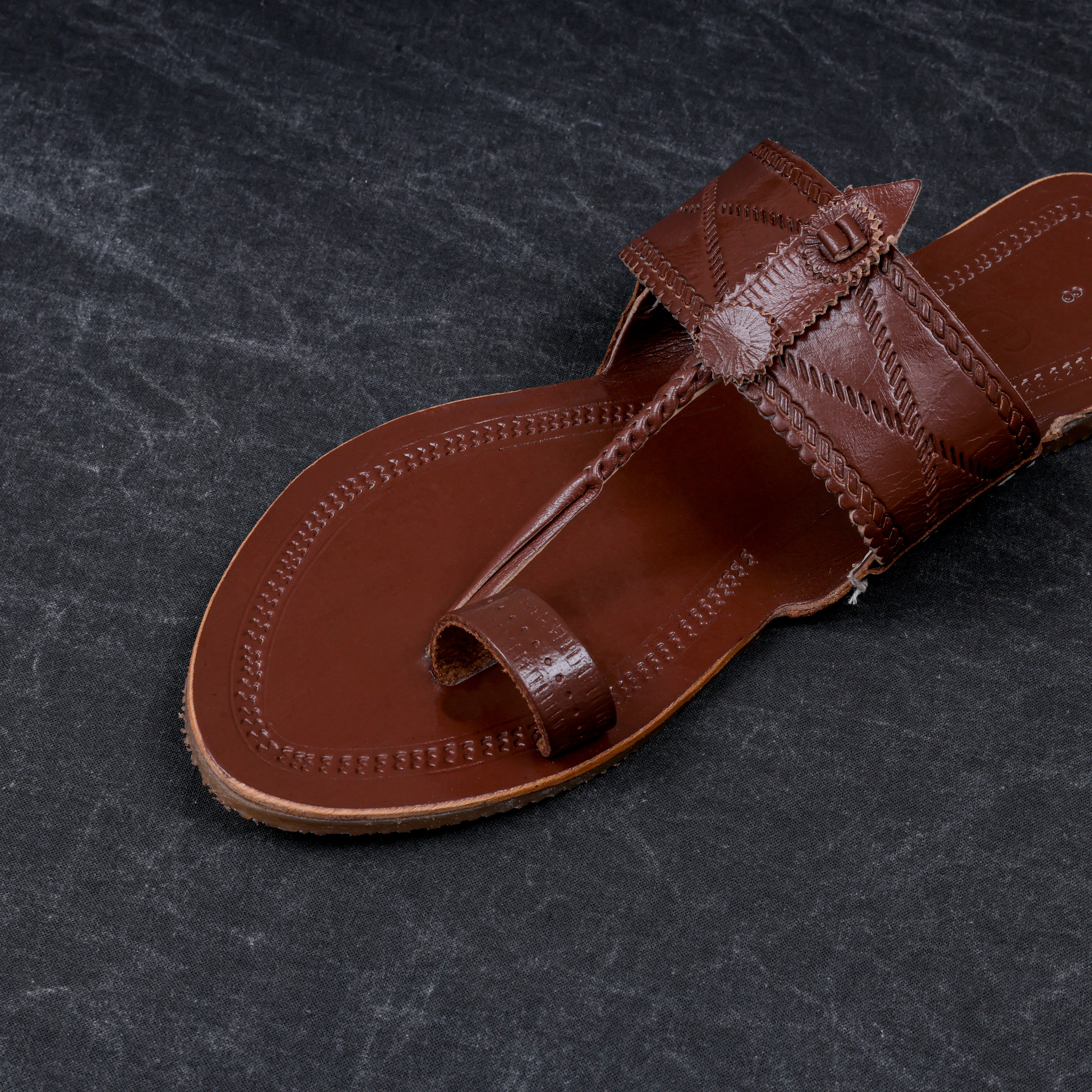 Premium Dark Brown Patent Kolhapuri Chappal