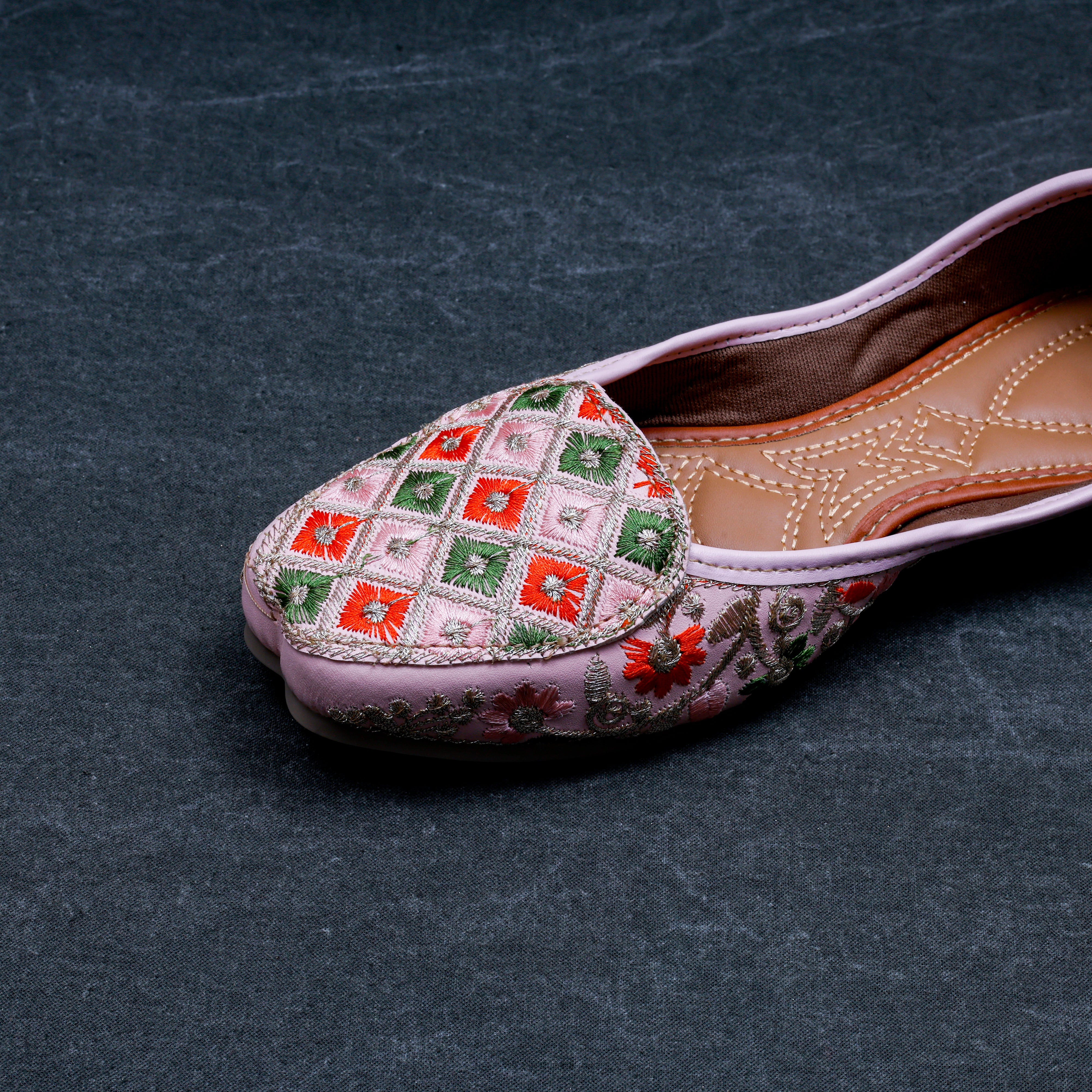 Handcrafted Baby Pink Rexine Loafers