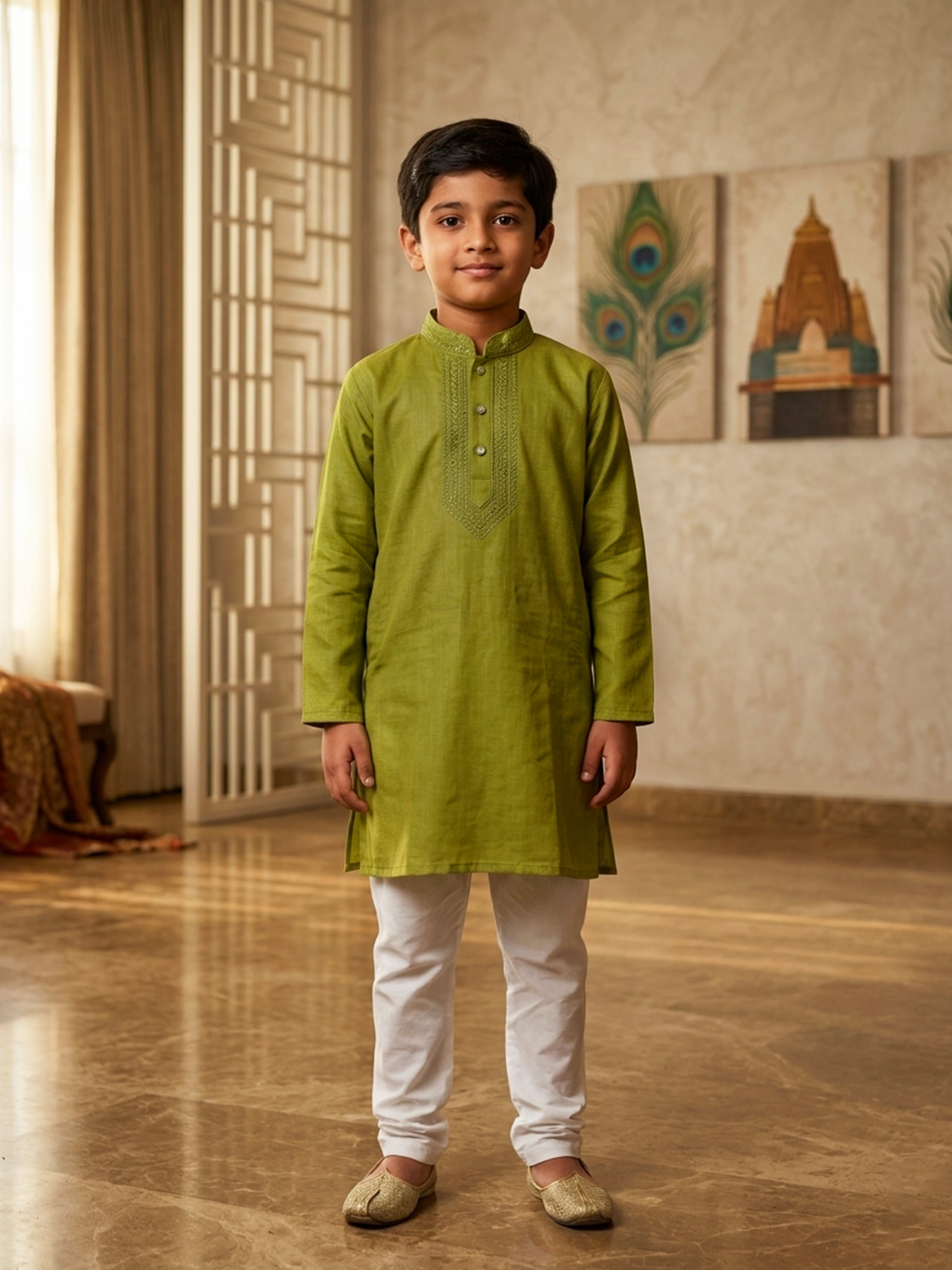 Boys Embroidered Kurta Pajama Set