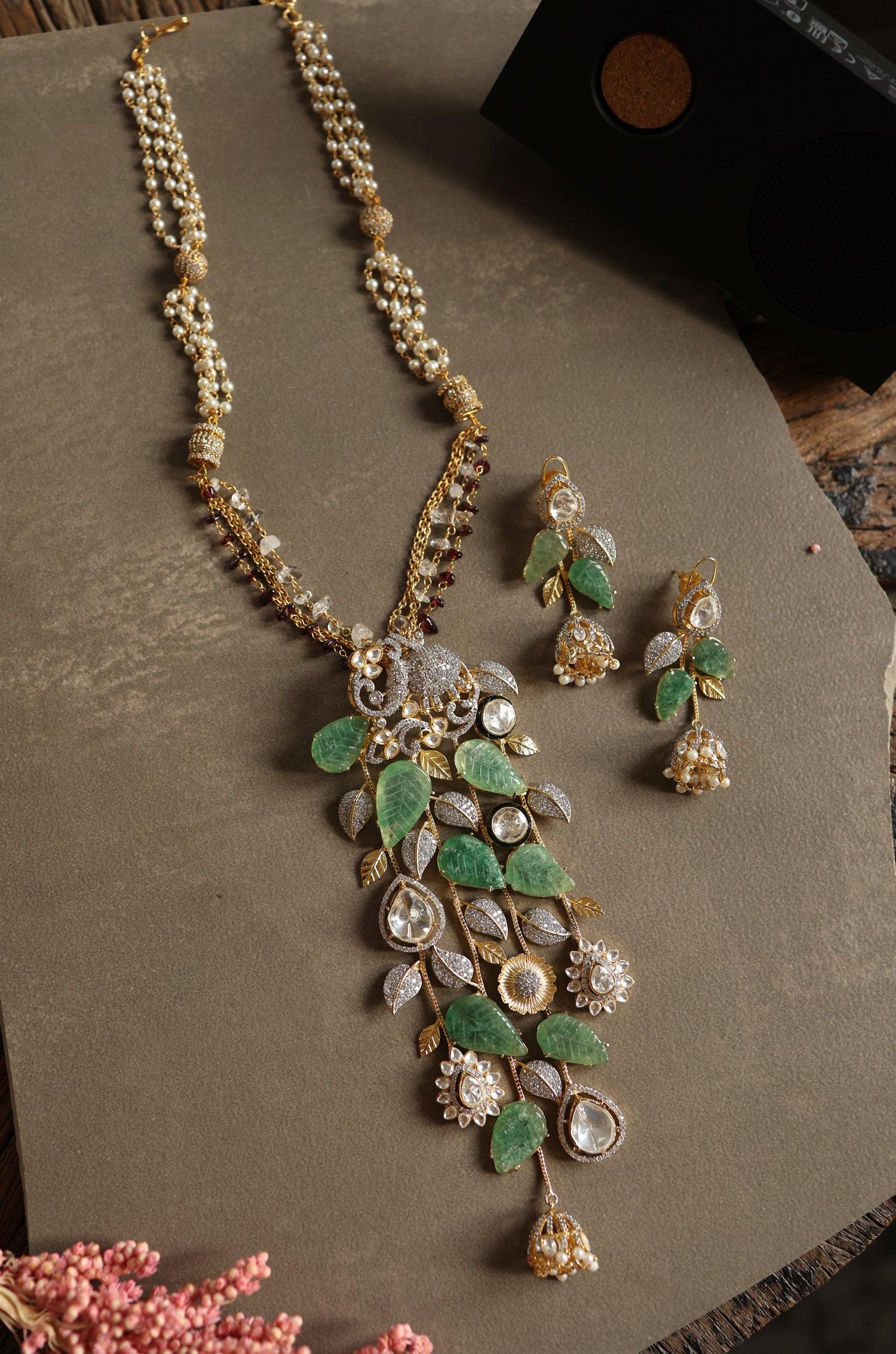 Mint and Pearl Harmony Necklace Set - Dyulokha