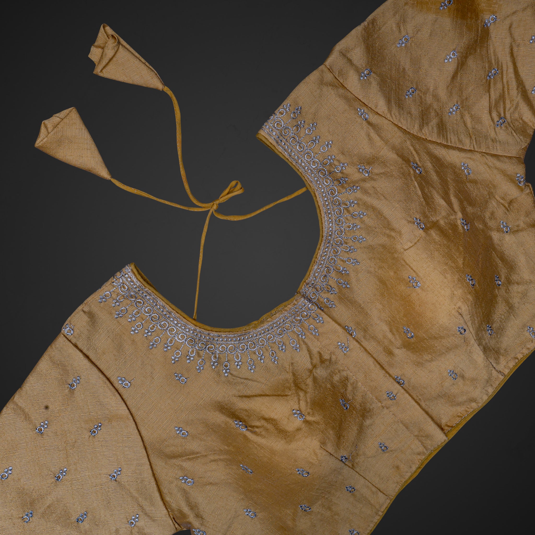 Silver Silk Zari Embroidered Readymade Blouse