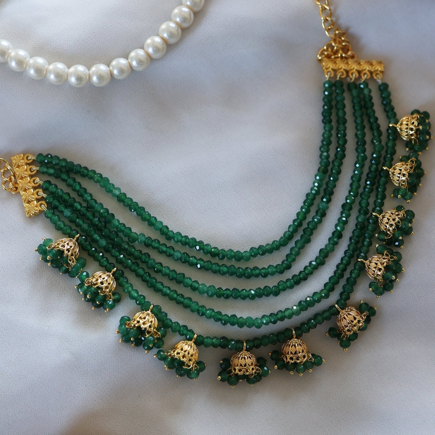 Green Jhumka Delight Necklace - Dyulokha